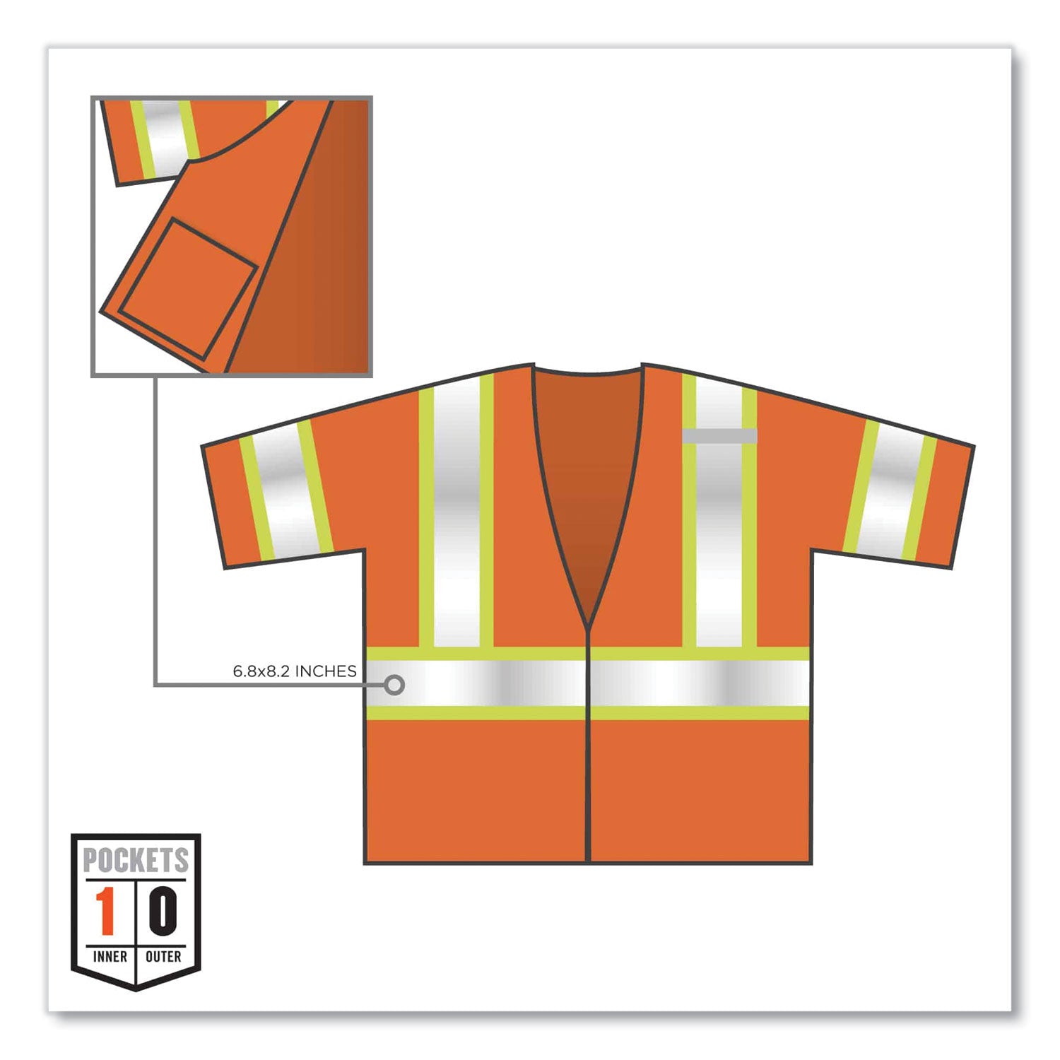 ergodyne® GloWear 8330Z Class 3 Two-Tone Zipper Vest, Polyester, Largel/X-Large, Orange