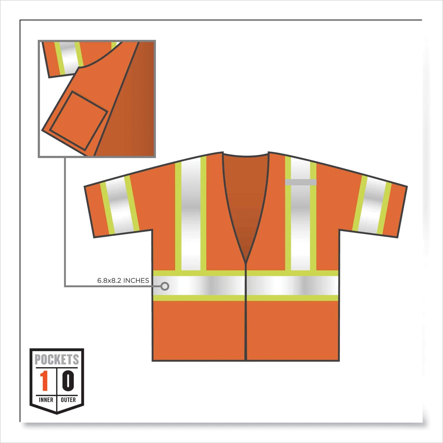 ergodyne® GloWear 8330Z Class 3 Two-Tone Zipper Vest, Polyester, 2X-Large/3X-Large, Orange