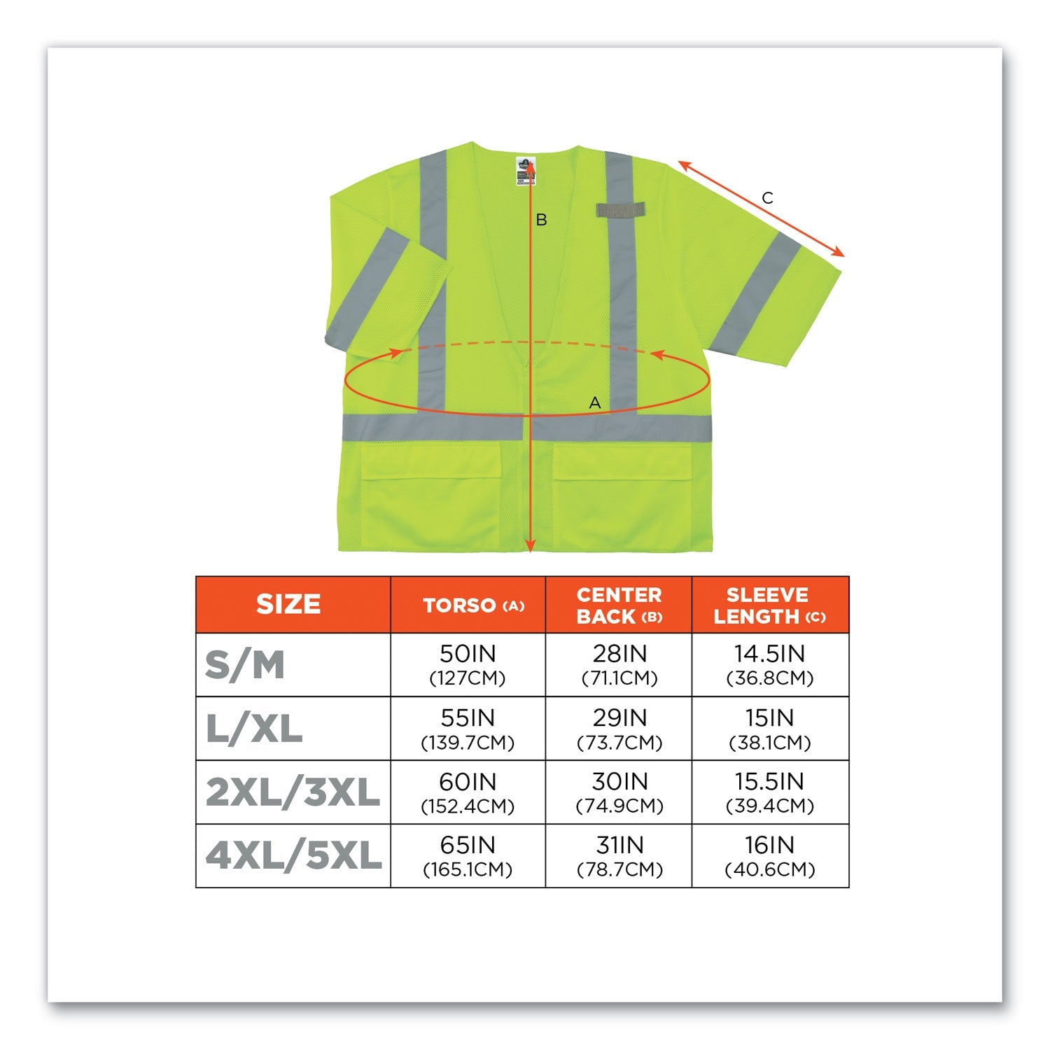 ergodyne® GloWear 8320Z Class 3 Standard Zipper Vest, Polyester, 4X-Large/5X-Large, Lime
