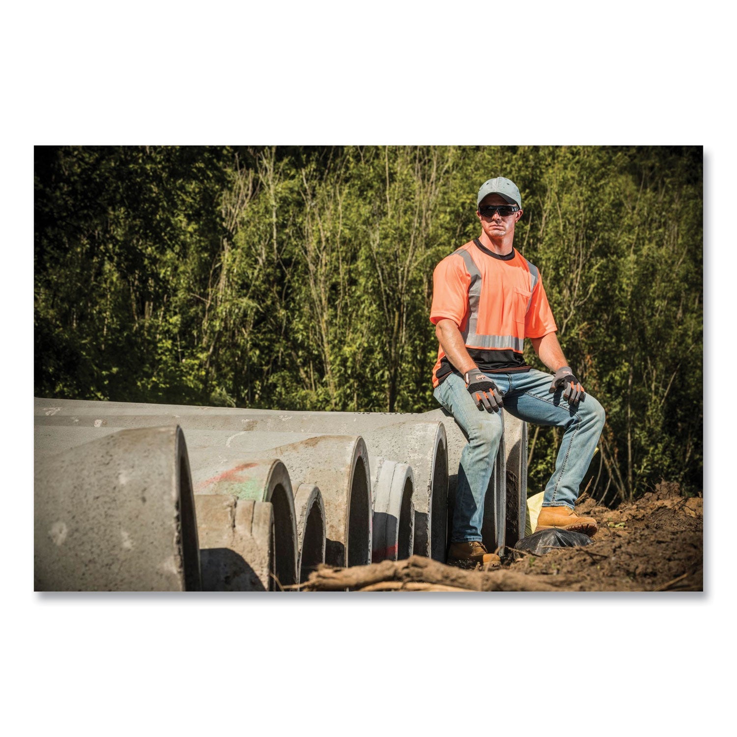 ergodyne® GloWear 8289BK Class 2 Hi-Vis T-Shirt with Black Bottom, X-Large, Orange