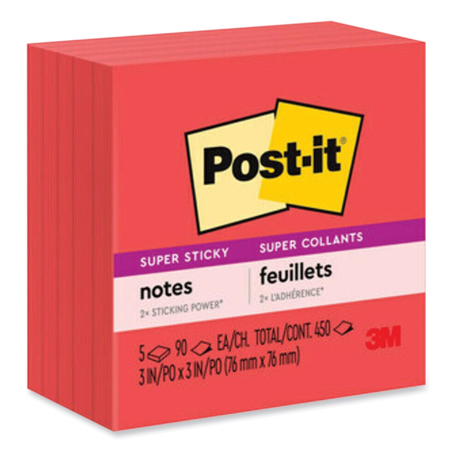 Super Sticky Notes | 3x3 Saffron Red, 5-Pads