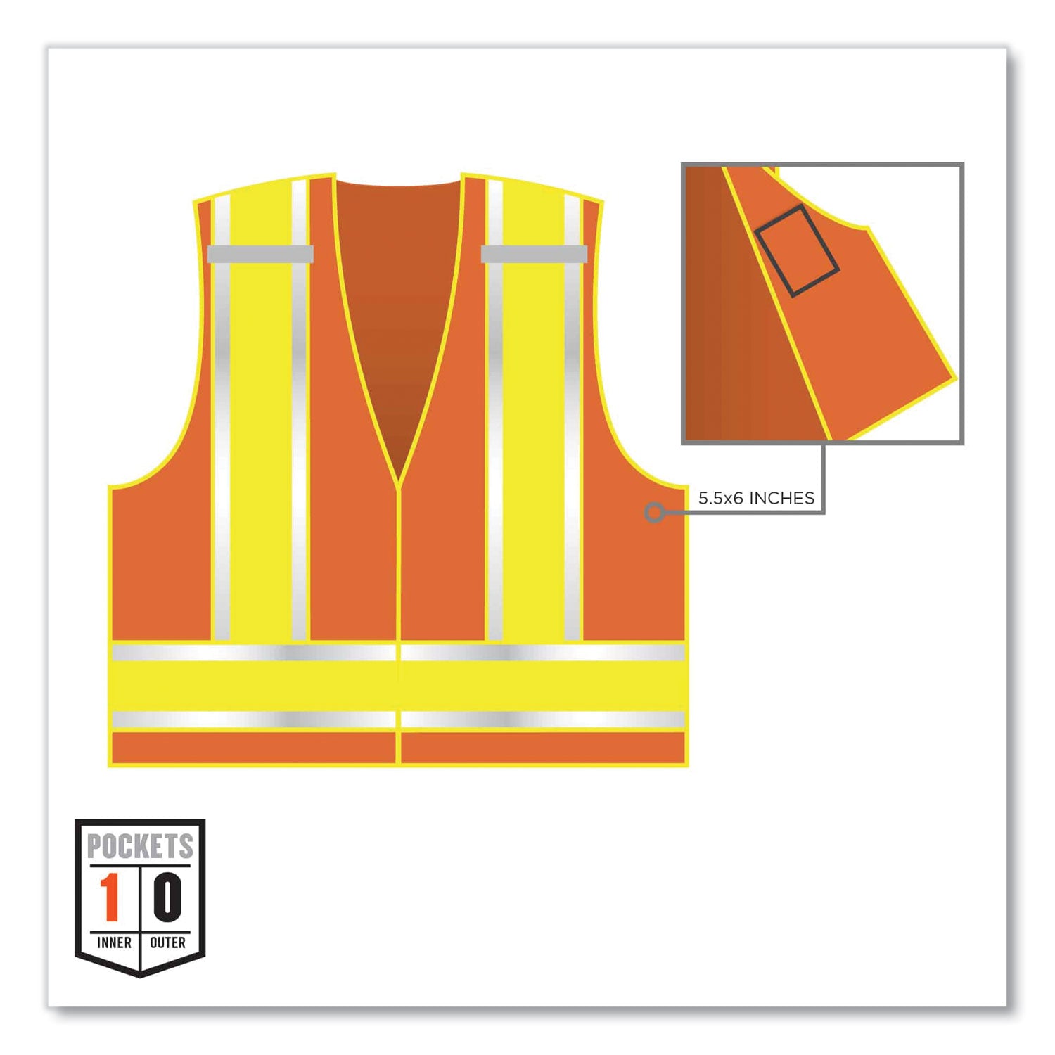 ergodyne® GloWear 8245PSV Class 2 Public Safety Vest, Polyester, 4X-Large/5X-Large, Orange