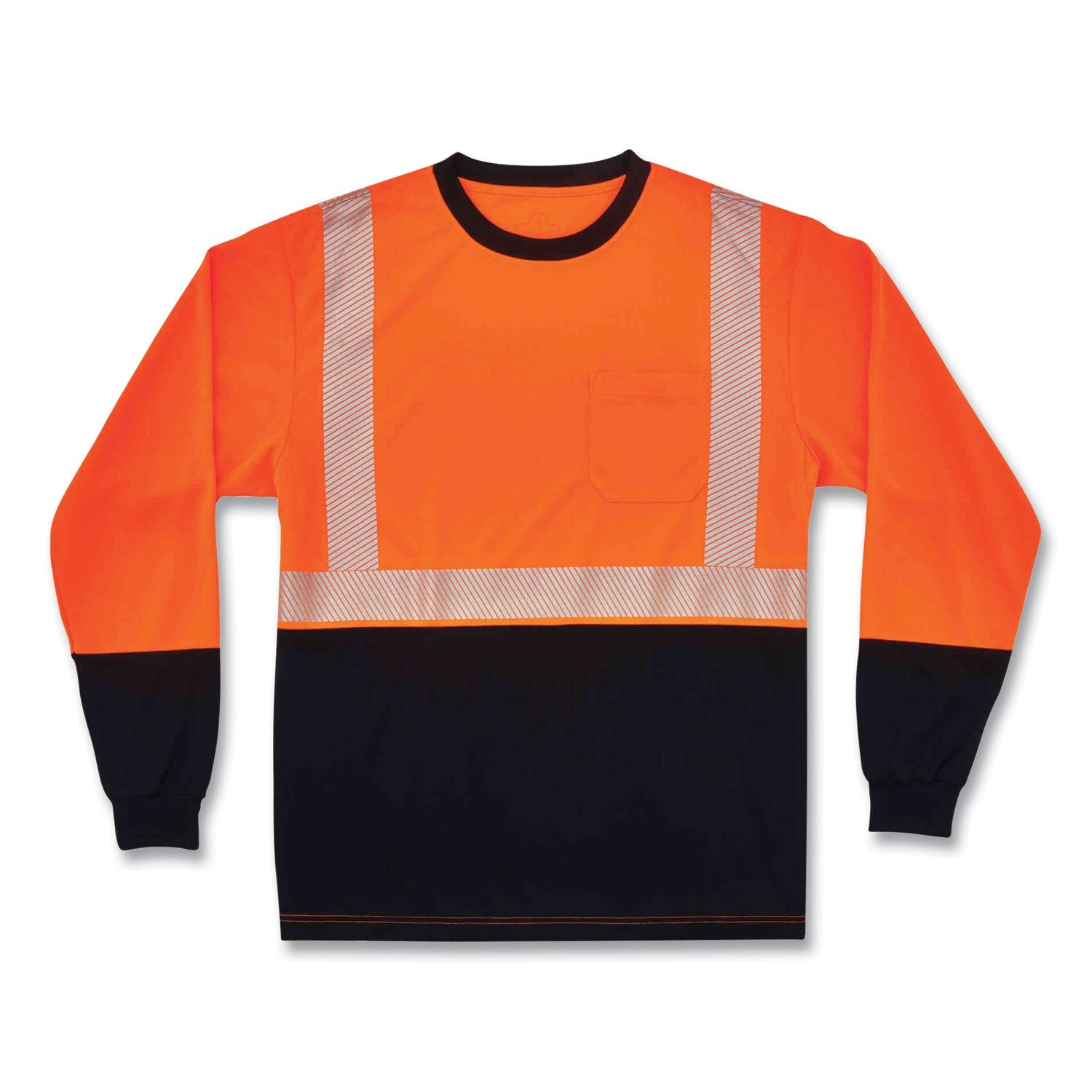 ergodyne® GloWear 8281BK Class 2 Long Sleeve Shirt with Black Bottom, Polyester, Large, Orange - Bloom Skins