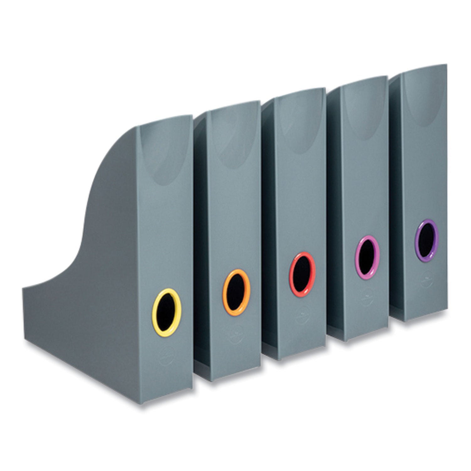 Durable® VARICOLOR Plastic Magazine Racks, 2.88w x 9.5d x 12h, Gray/Multicolor, 5/Pack