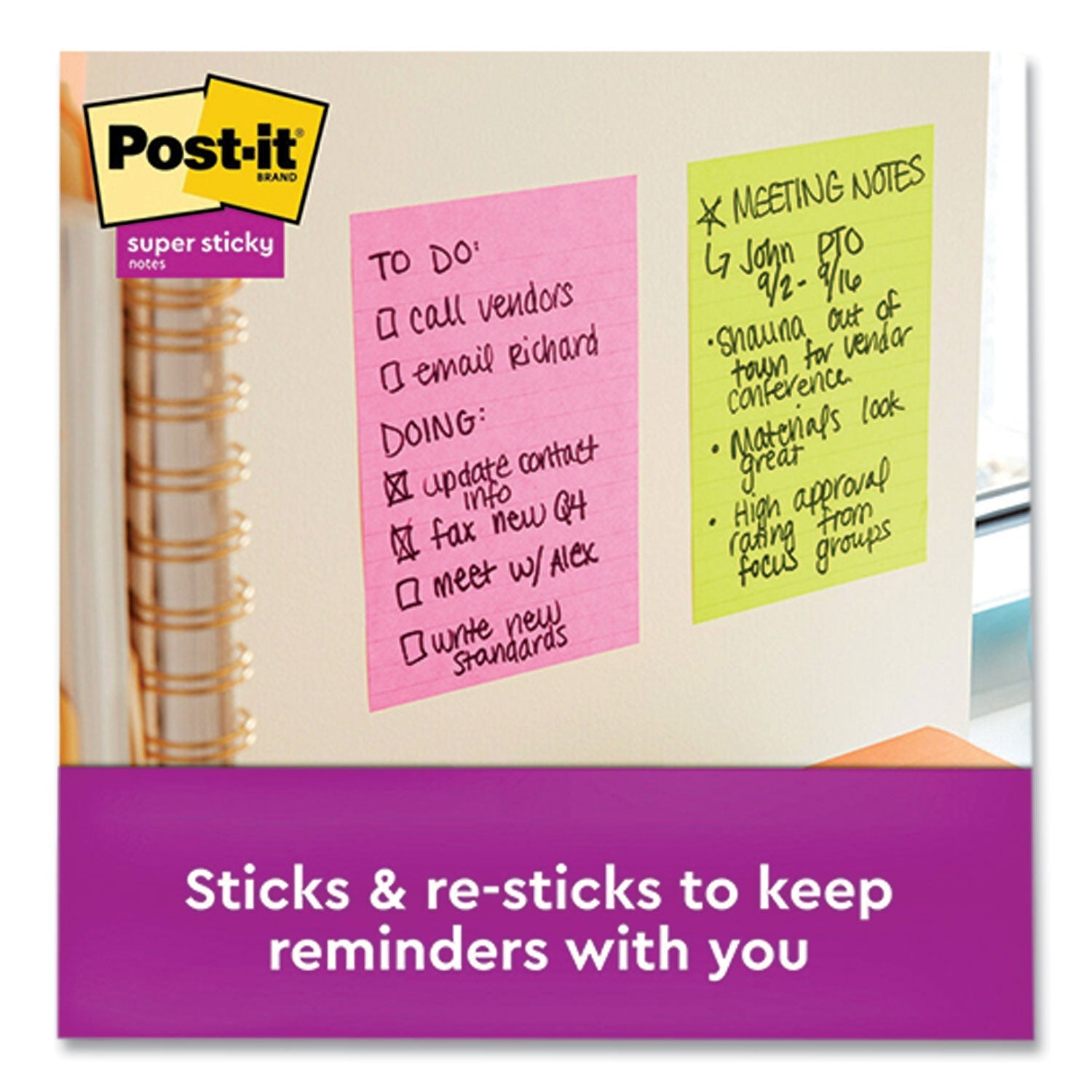 Post-it® Notes Super Sticky Pads in Supernova Neons Collection Colors, Note Ruled, Cabinet Pack, 4" x 6", 90 Sheets/Pad, 24 Pads/Pack