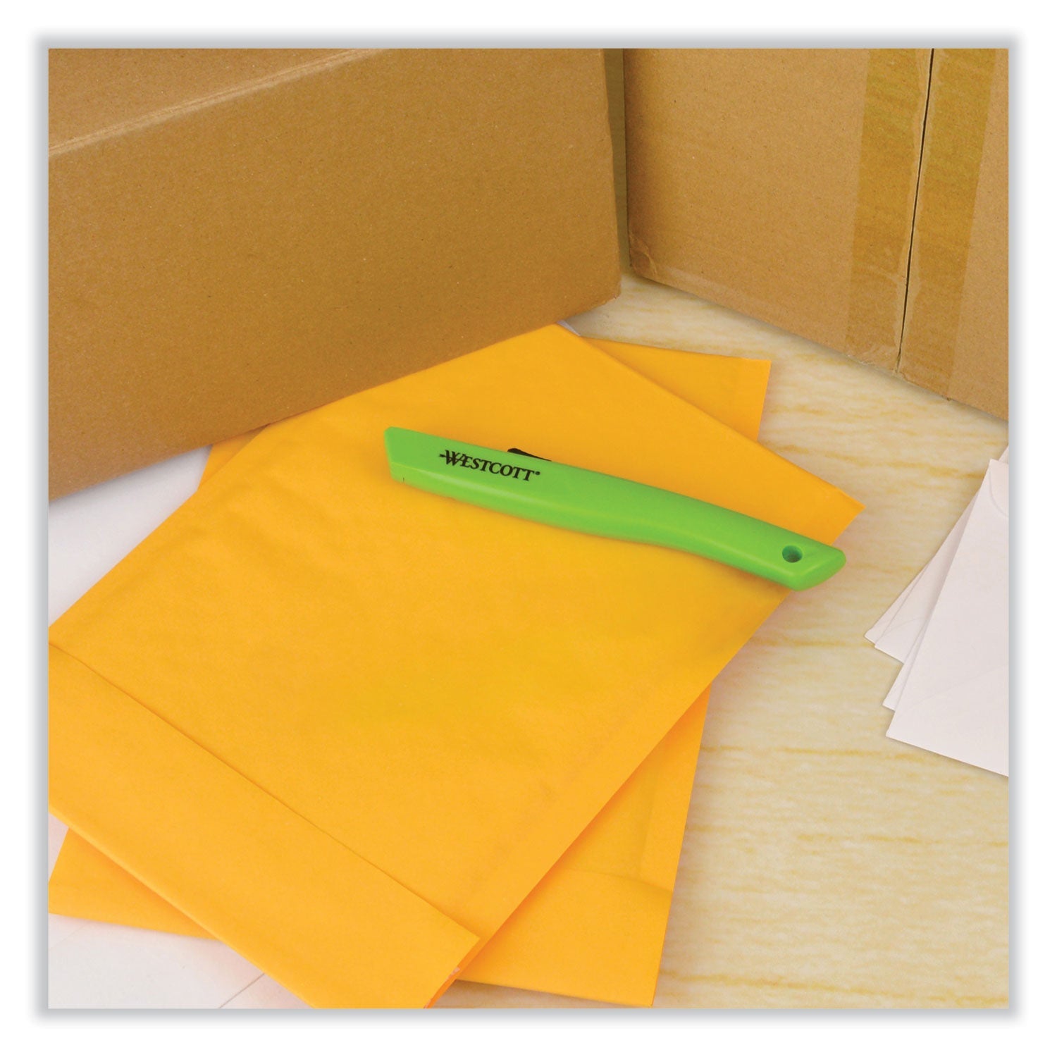 Westcott® Safety Ceramic Blade Box Cutter, 0.5" Blade, 6.15" Plastic Handle, Green - Bloom Skins