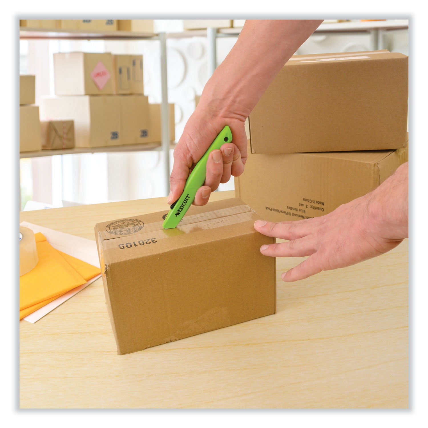 Westcott® Safety Ceramic Blade Box Cutter, 0.5" Blade, 6.15" Plastic Handle, Green - Bloom Skins