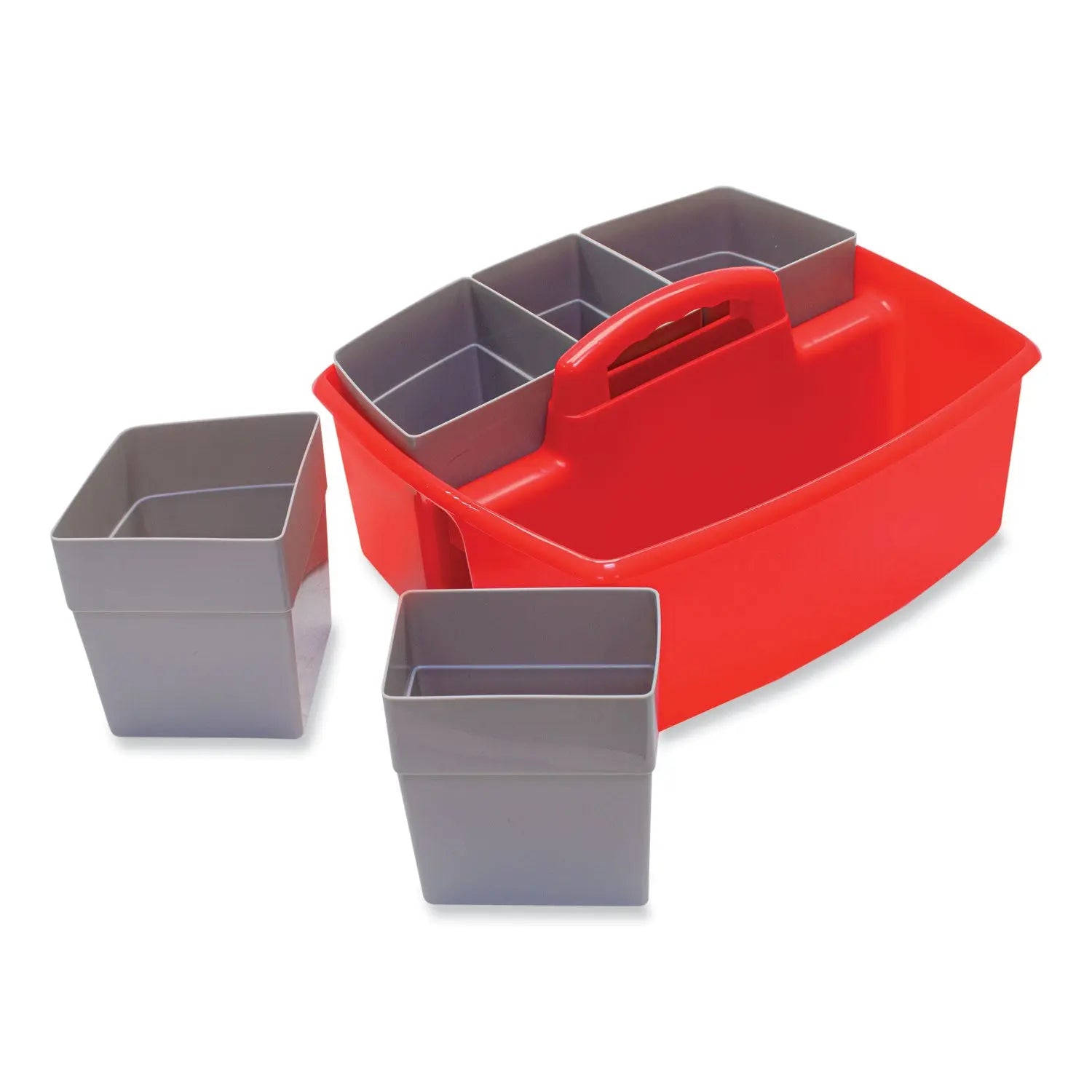 Storex Large Caddy with Sorting Cups, Red, 2/Carton