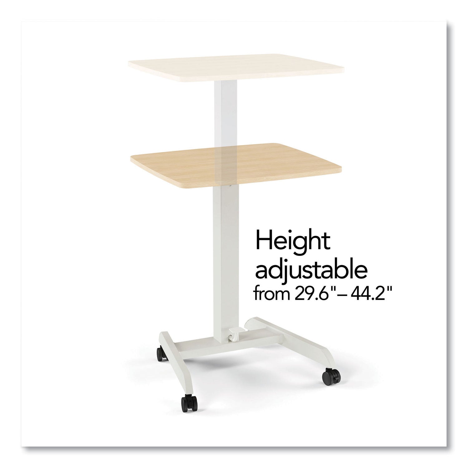 Union & Scale™ Essentials Sit-Stand Single-Column Mobile Workstation, 23.6" x 20.5" x 29.6" to 44.2", Natural Wood/Light Gray