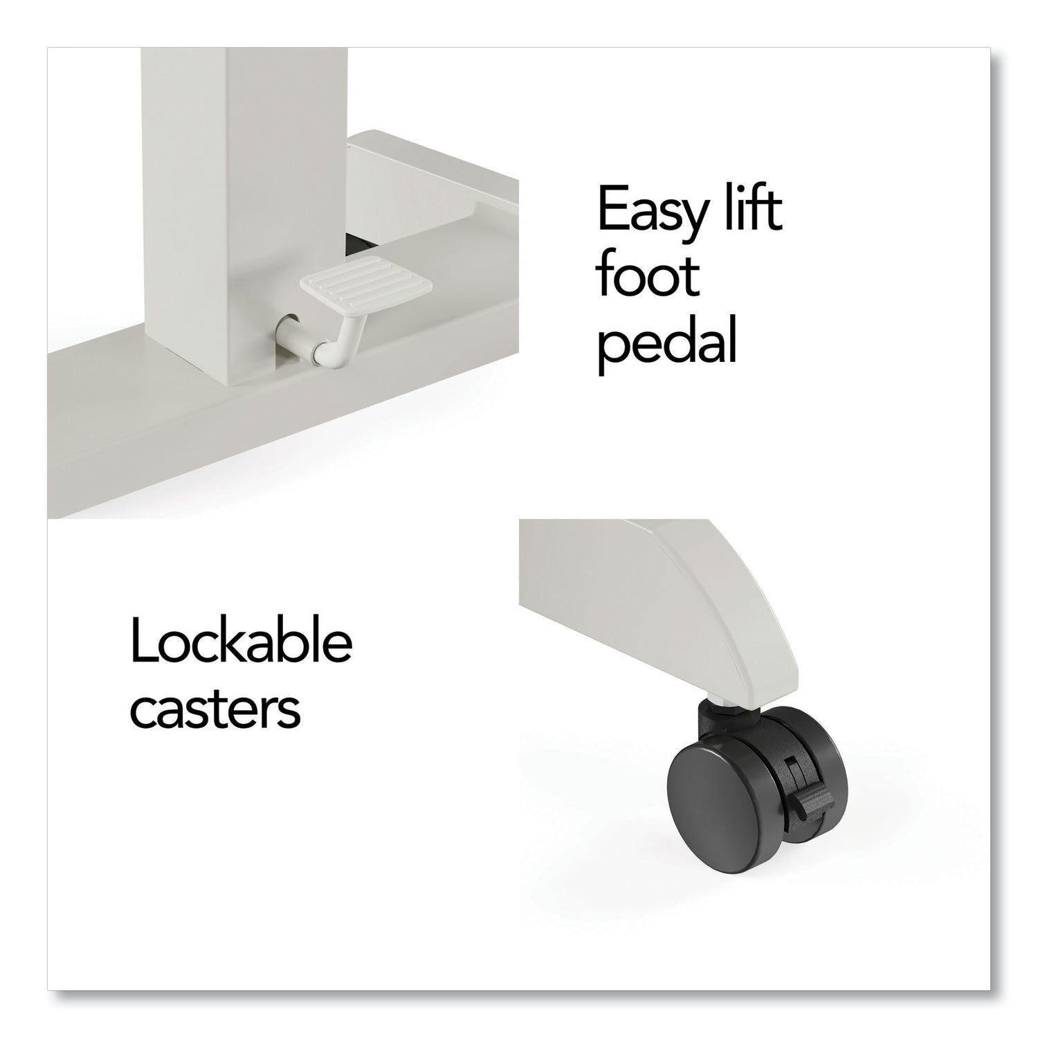 Union & Scale™ Essentials Sit-Stand Single-Column Mobile Workstation, 23.6" x 20.5" x 29.6" to 44.2", Natural Wood/Light Gray