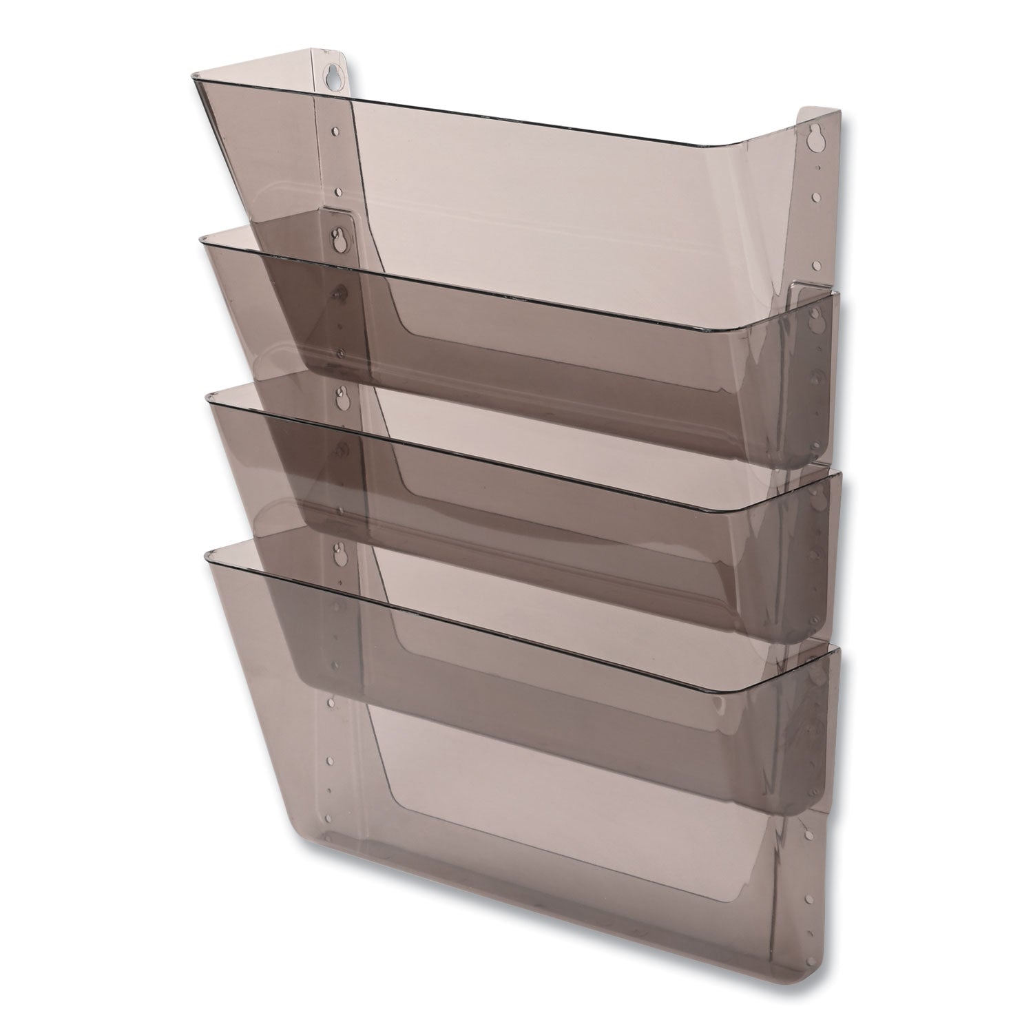 deflecto® DocuPocket Stackable Four-Pocket Wall File, 4 Sections, Letter Size, 13" x 4", Smoke