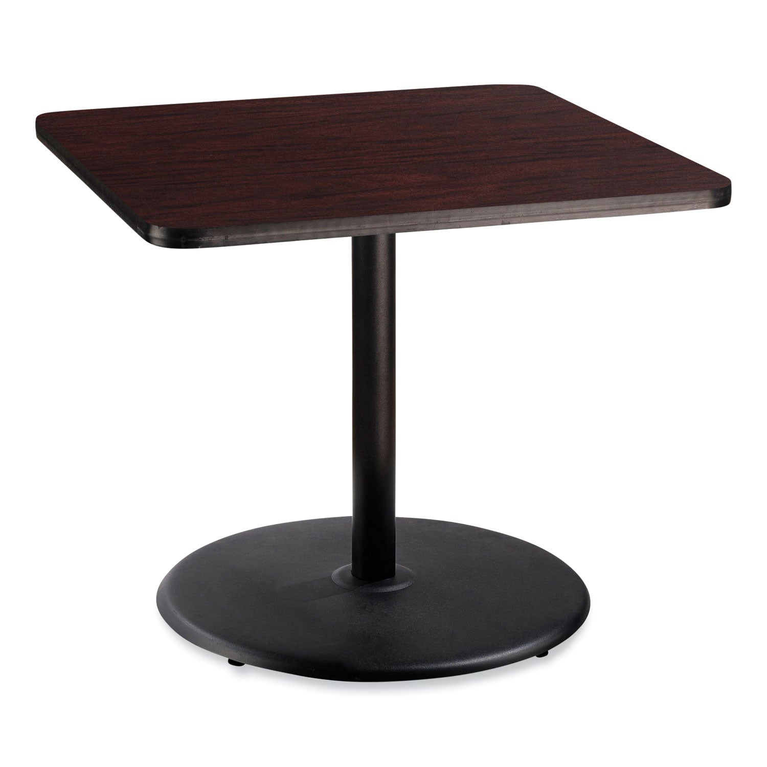 NPS® Cafe Table, 36w x 36d x 30h, Square Top/Round Base, Mahogany Top, Black Base