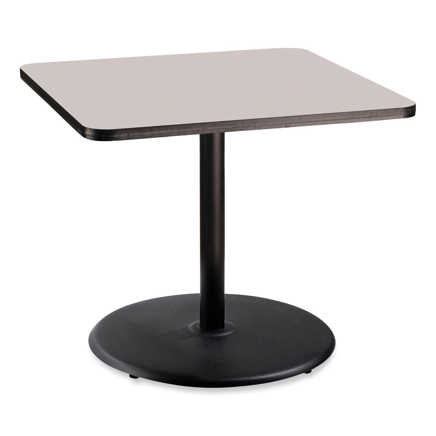 NPS® Cafe Table, 36w x 36d x 30h, Square Top/Round Base, Gray Nebula Top, Black Base