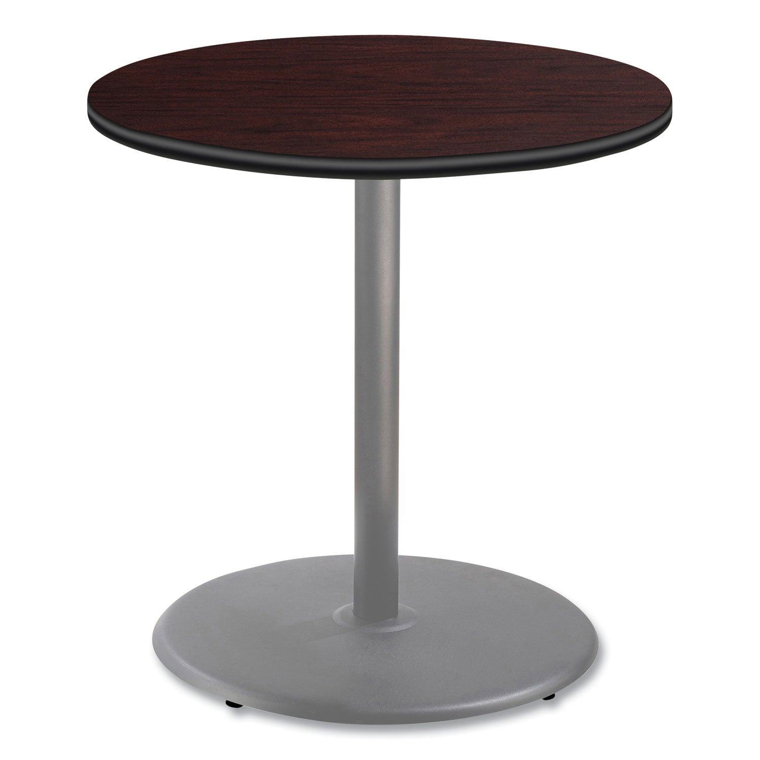 NPS® Cafe Table, 36" Diameter x 36h, Round Top/Base, Mahogany Top, Gray Base - Bloom Skins