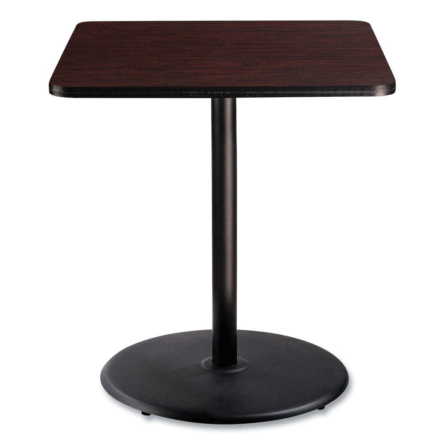NPS® Cafe Table, 36w x 36d x 42h, Square Top/Round Base, Mahogany Top, Black Base