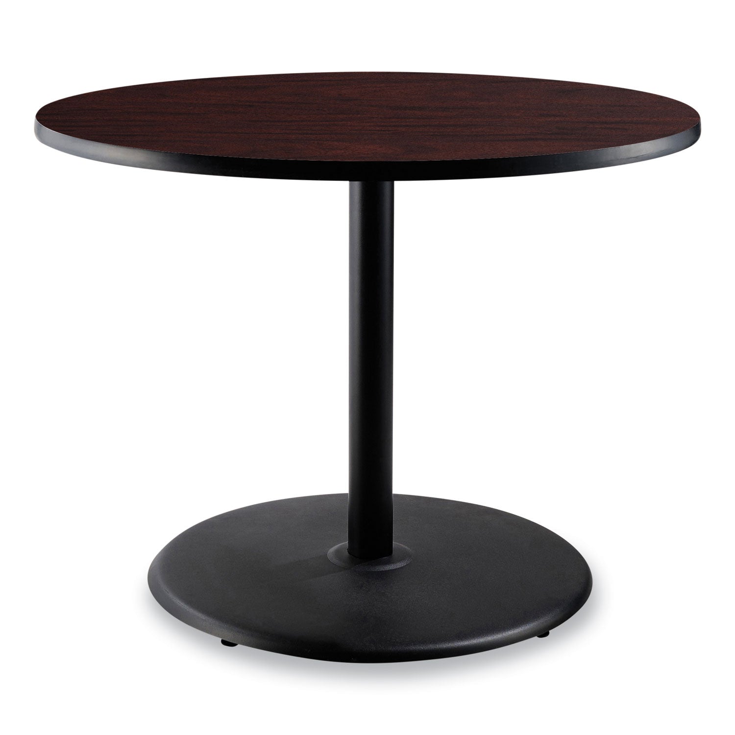 NPS® Cafe Table, 36" Diameter x 30h, Round Top/Base, Mahogany Top, Black Base - Bloom Skins