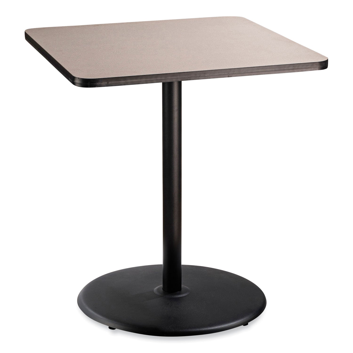 NPS® Cafe Table, 36w x 36d x 42h, Square Top/Round Base, Gray Nebula Top, Black Base