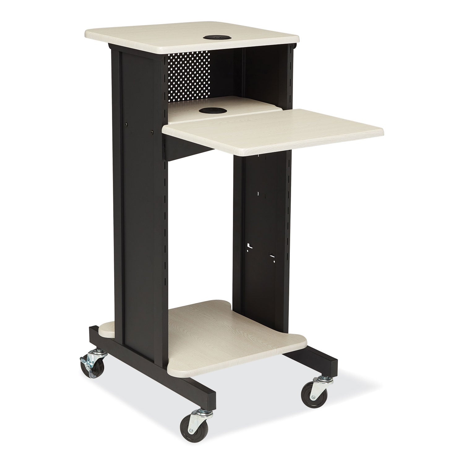 Premium Presentation Cart | 4-Shelves, Ivory/Black