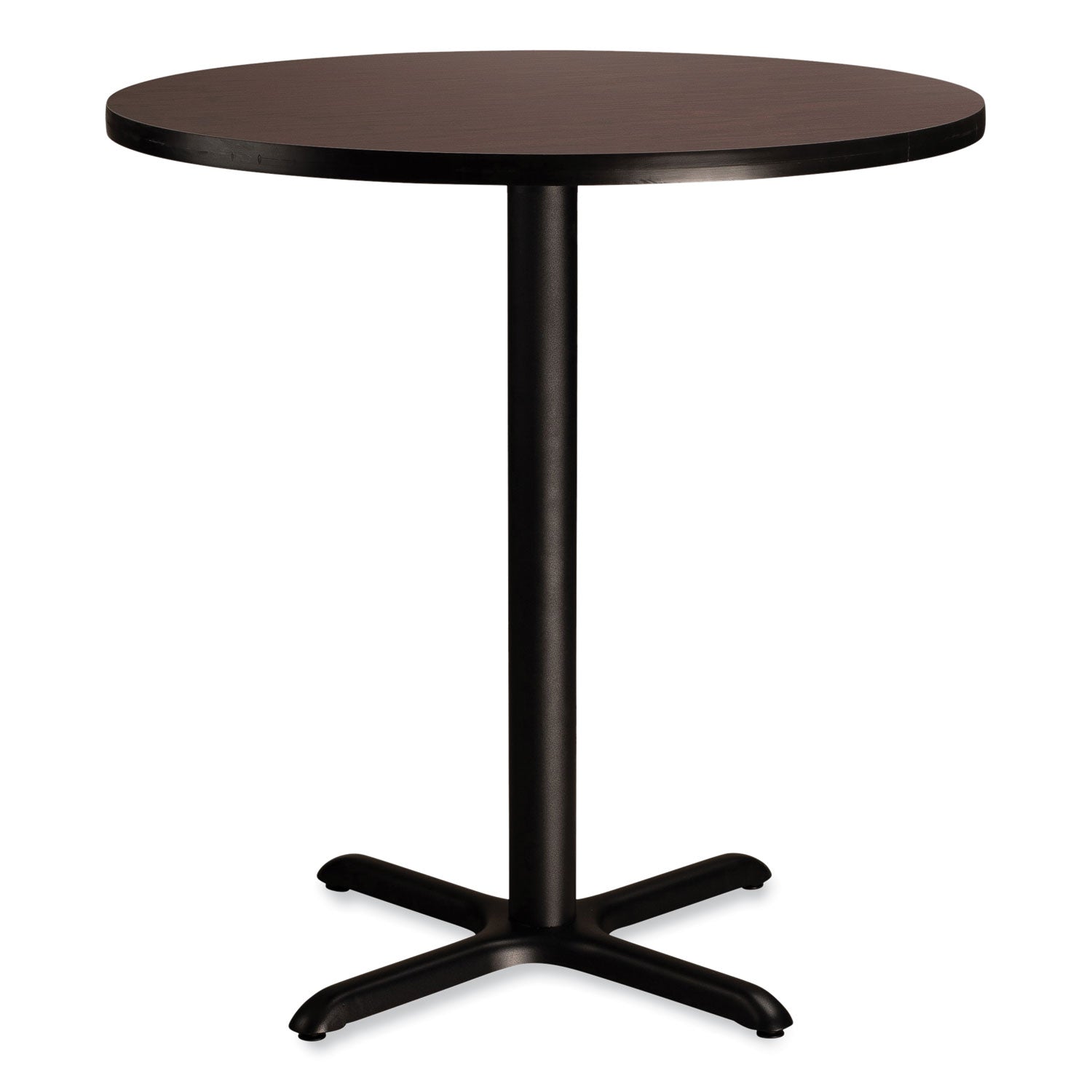 NPS® Cafe Table, 36" Diameter x 36h, Round Top/X-Base, Mahogany Top, Black Base - Bloom Skins