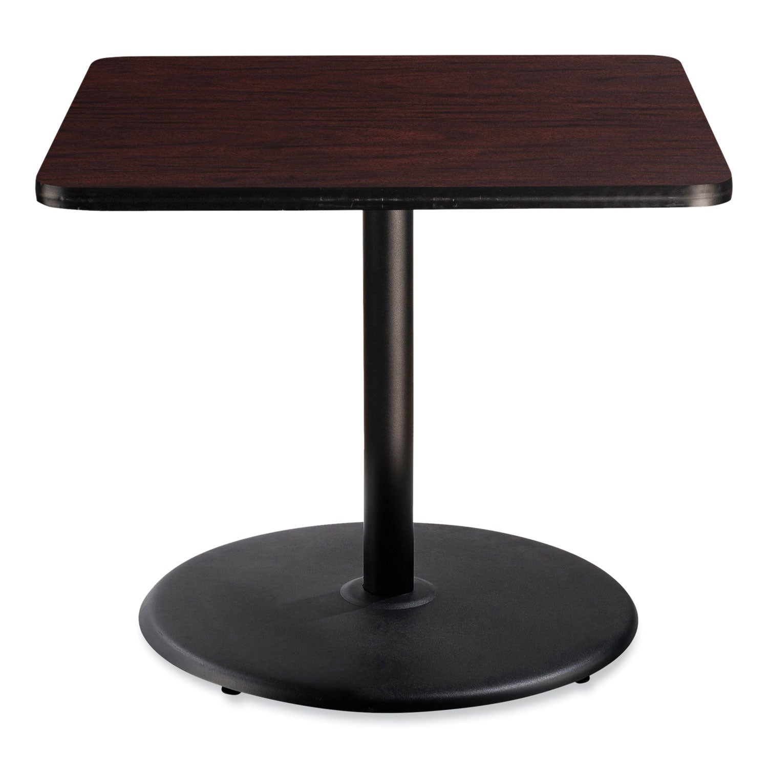 NPS® Cafe Table, 36w x 36d x 30h, Square Top/Round Base, Mahogany Top, Black Base
