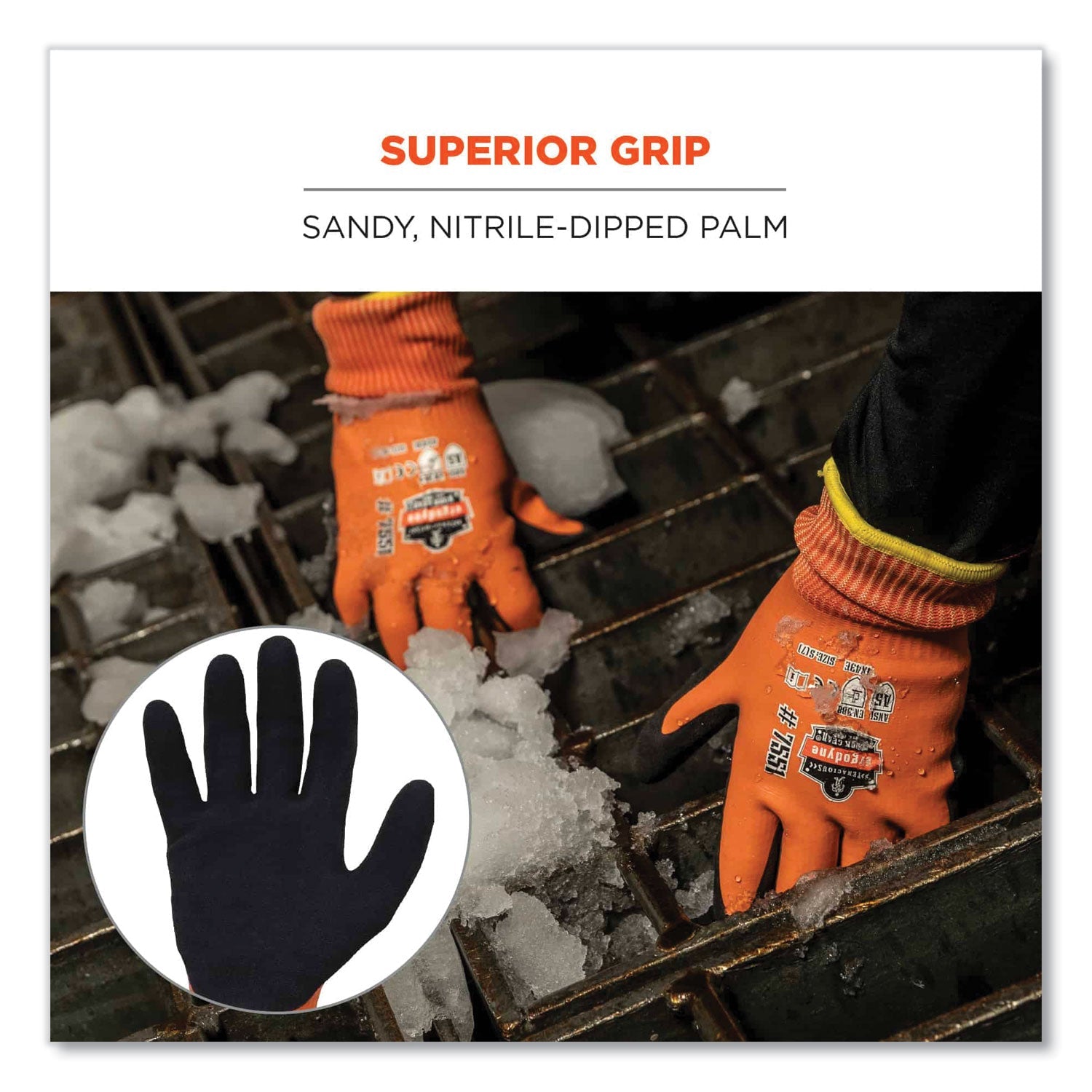 ergodyne® ProFlex 7551 ANSI A5 Coated Waterproof CR Gloves, Small, Orange, Pair