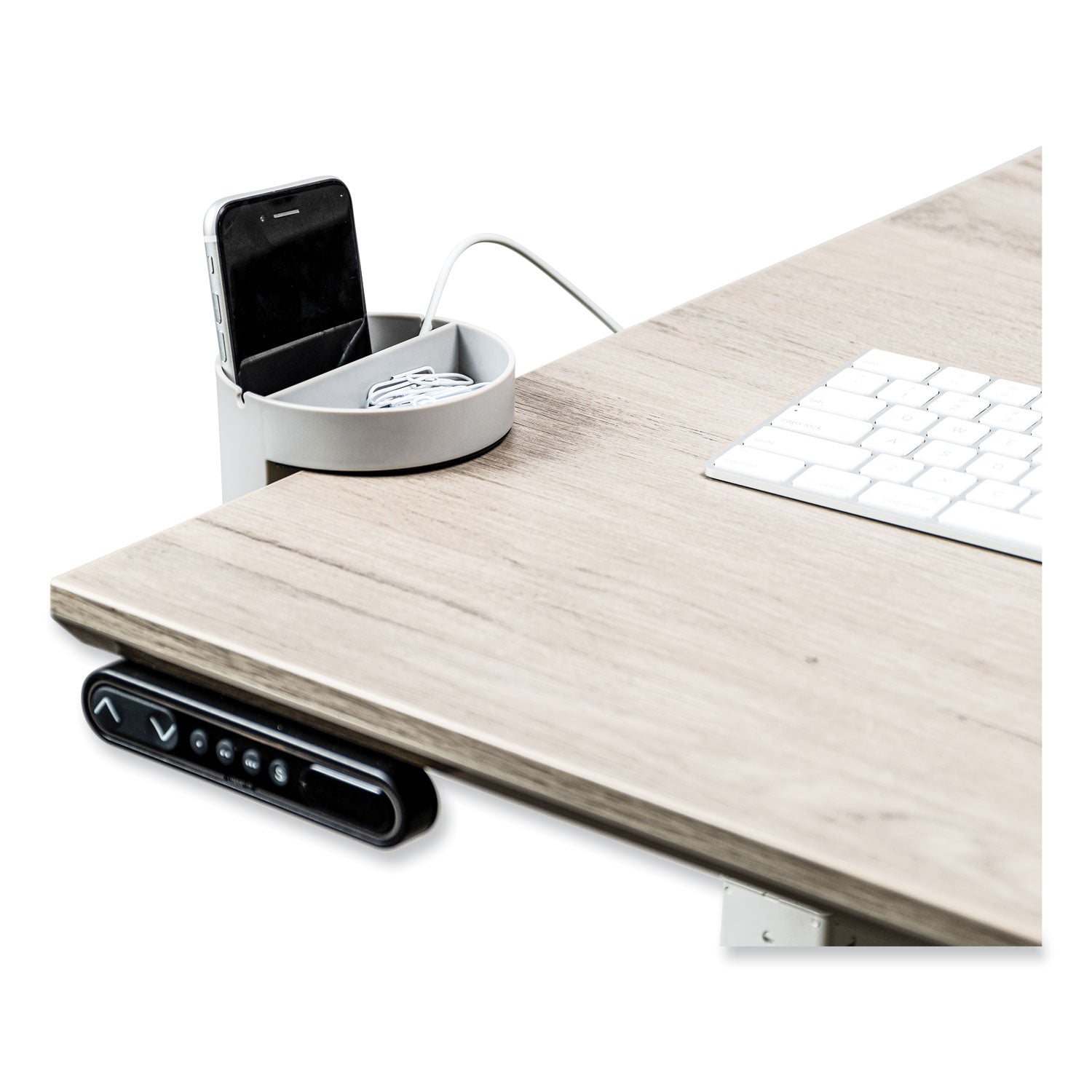deflecto® Standing Desk Small Desk Organizer, Two Sections, 3.85 x 3.85 x 3.54, Gray