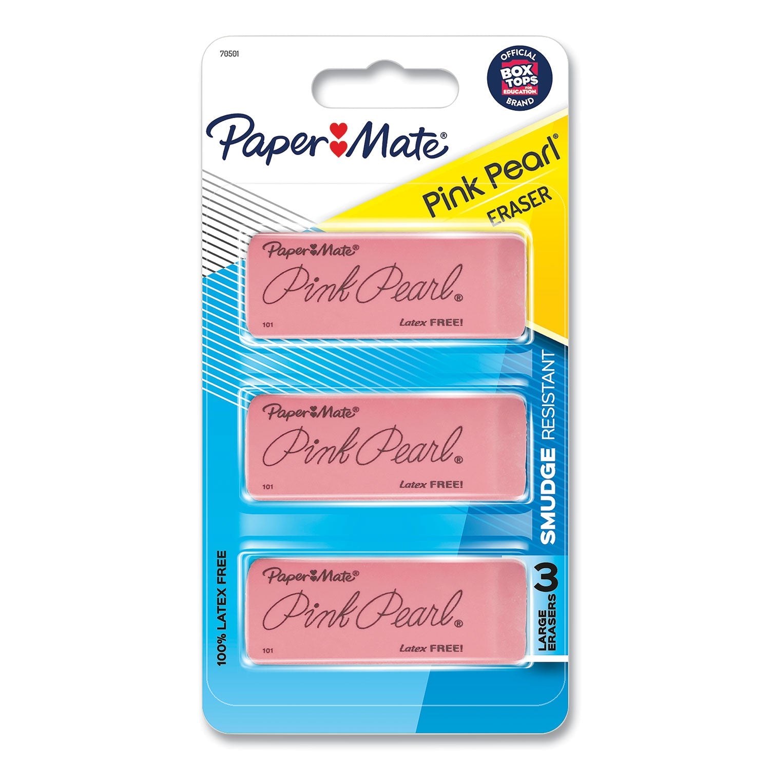 Paper Mate Pink Pearl Eraser | Large 3-Pack