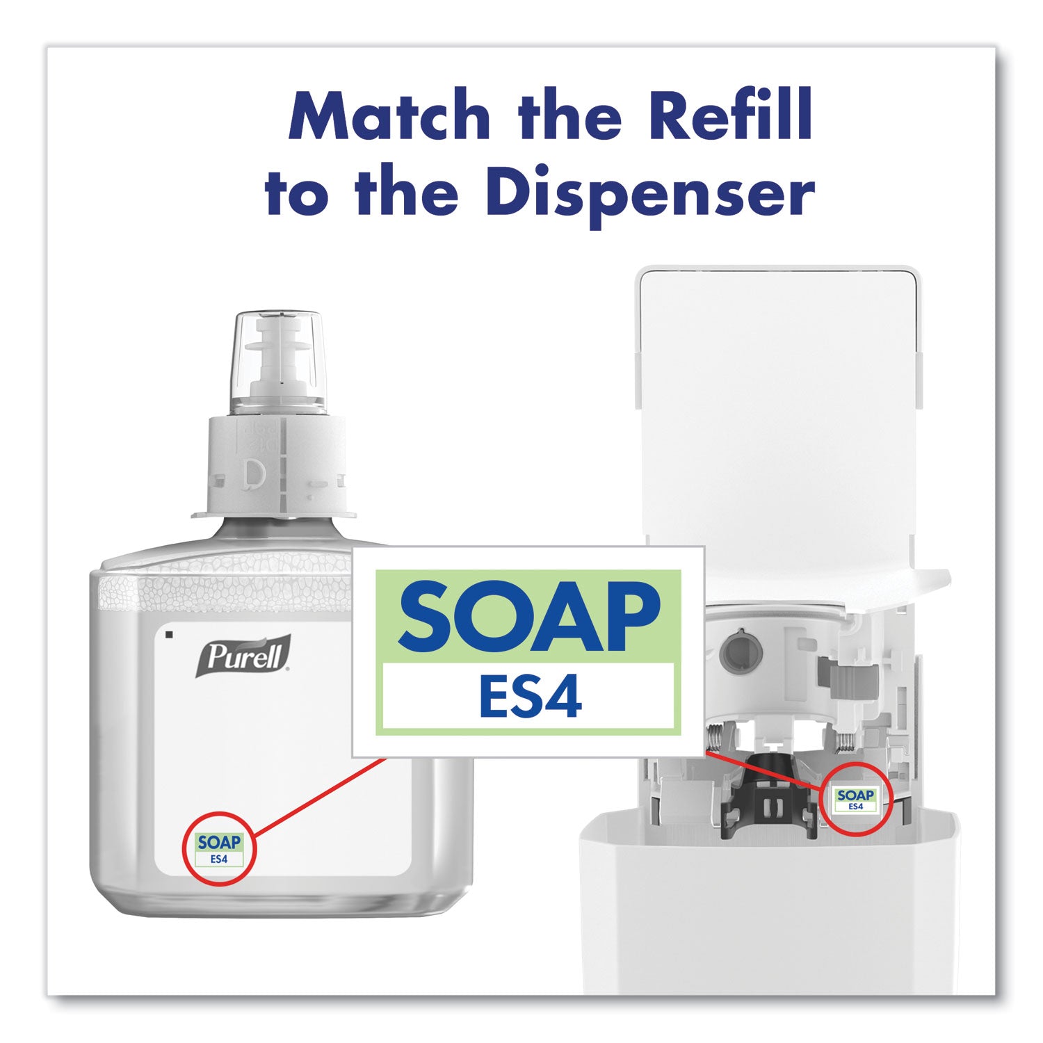 PURELL® Es4 Soap Push-Style Dispenser, 1,200 Ml, 4.88 X 8.8 X 11.38, White