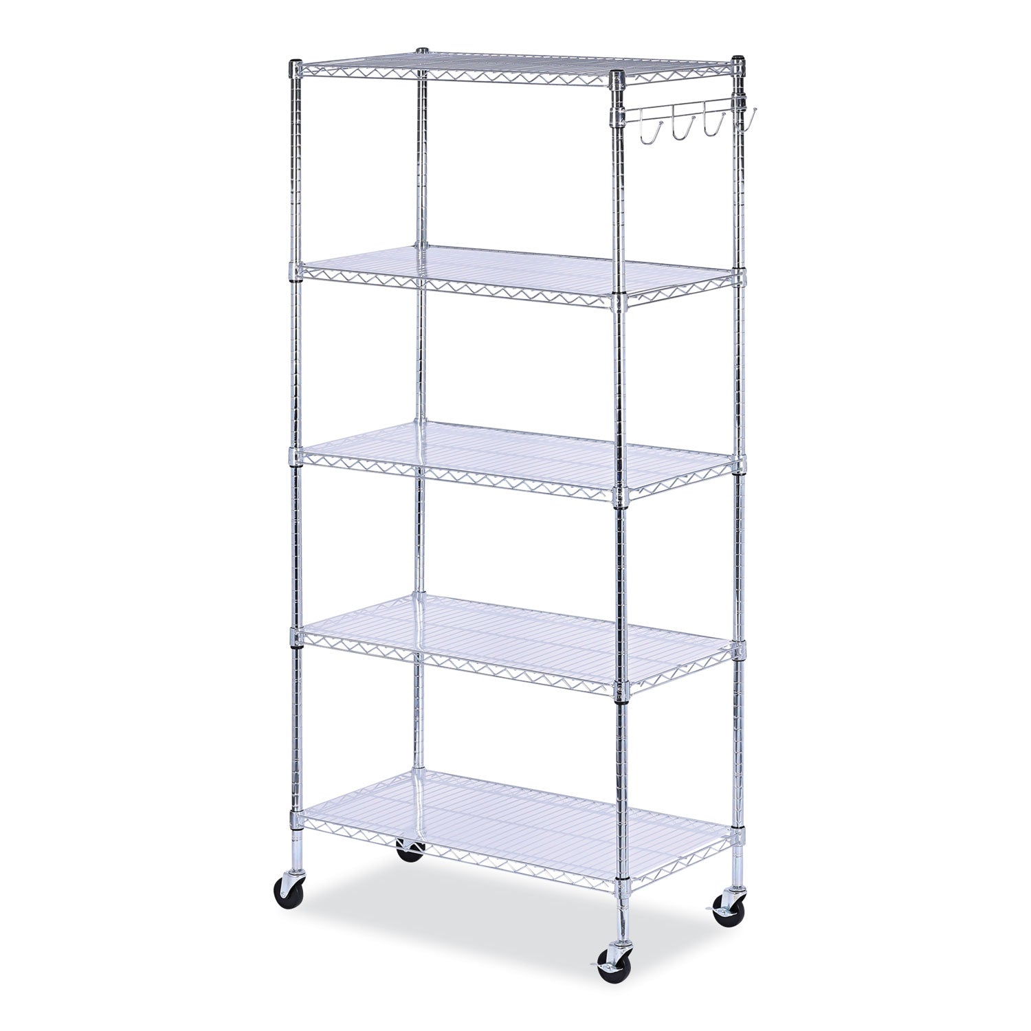 5-Shelf Wire Shelving Kit with Casters | Silver