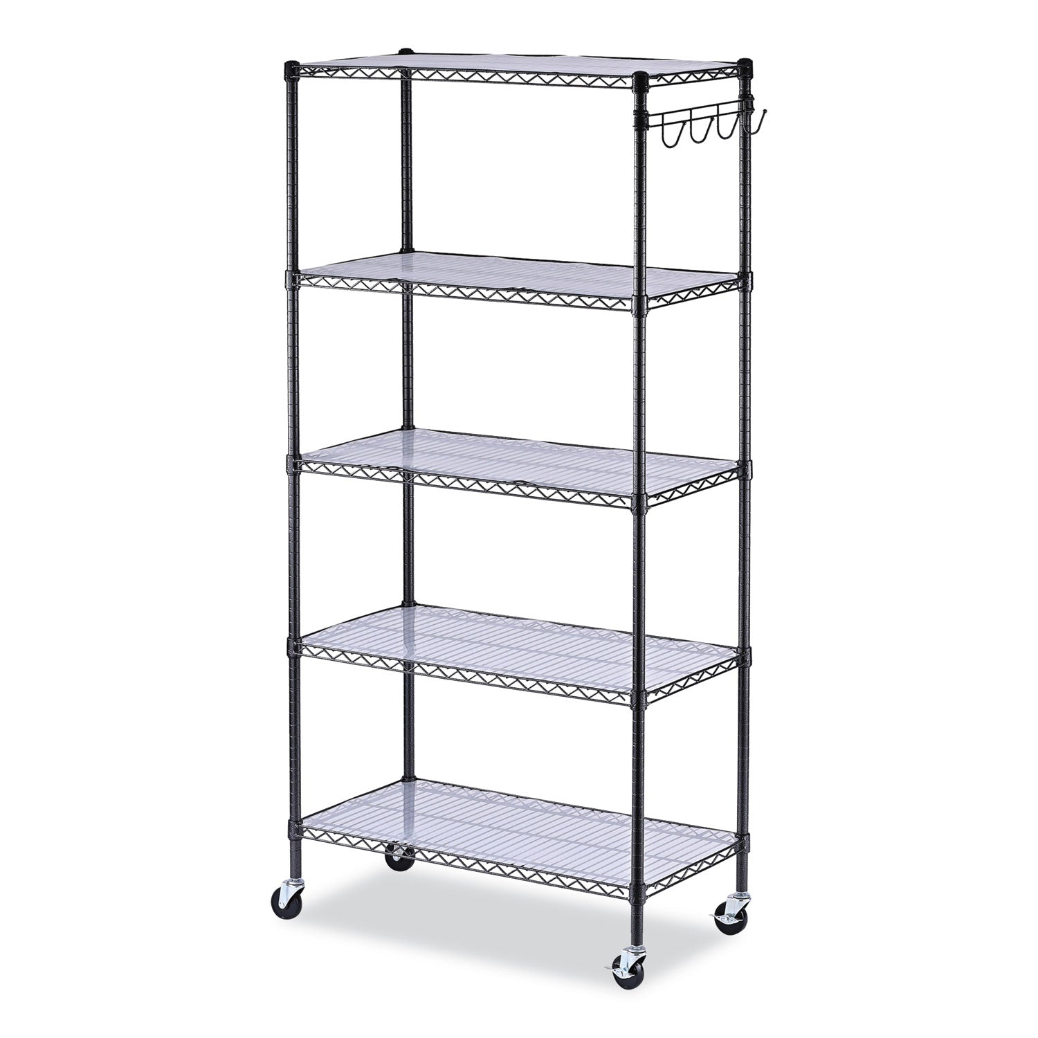 5-Shelf Wire Shelving Kit with Casters | Black