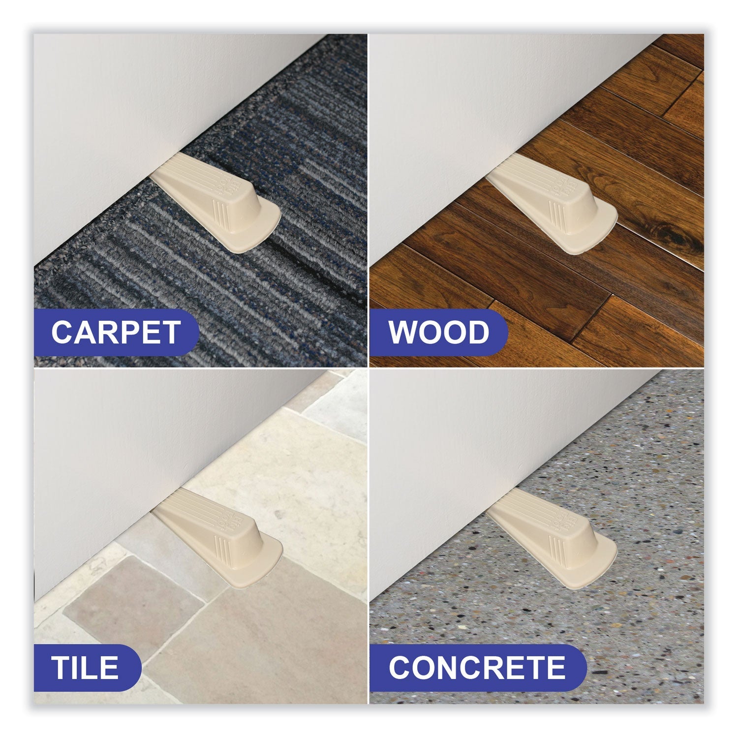 Master Caster® Big Foot Doorstop, No Slip Rubber Wedge, 2.25w X 4.75d X 1.25h, Beige, 2/pack