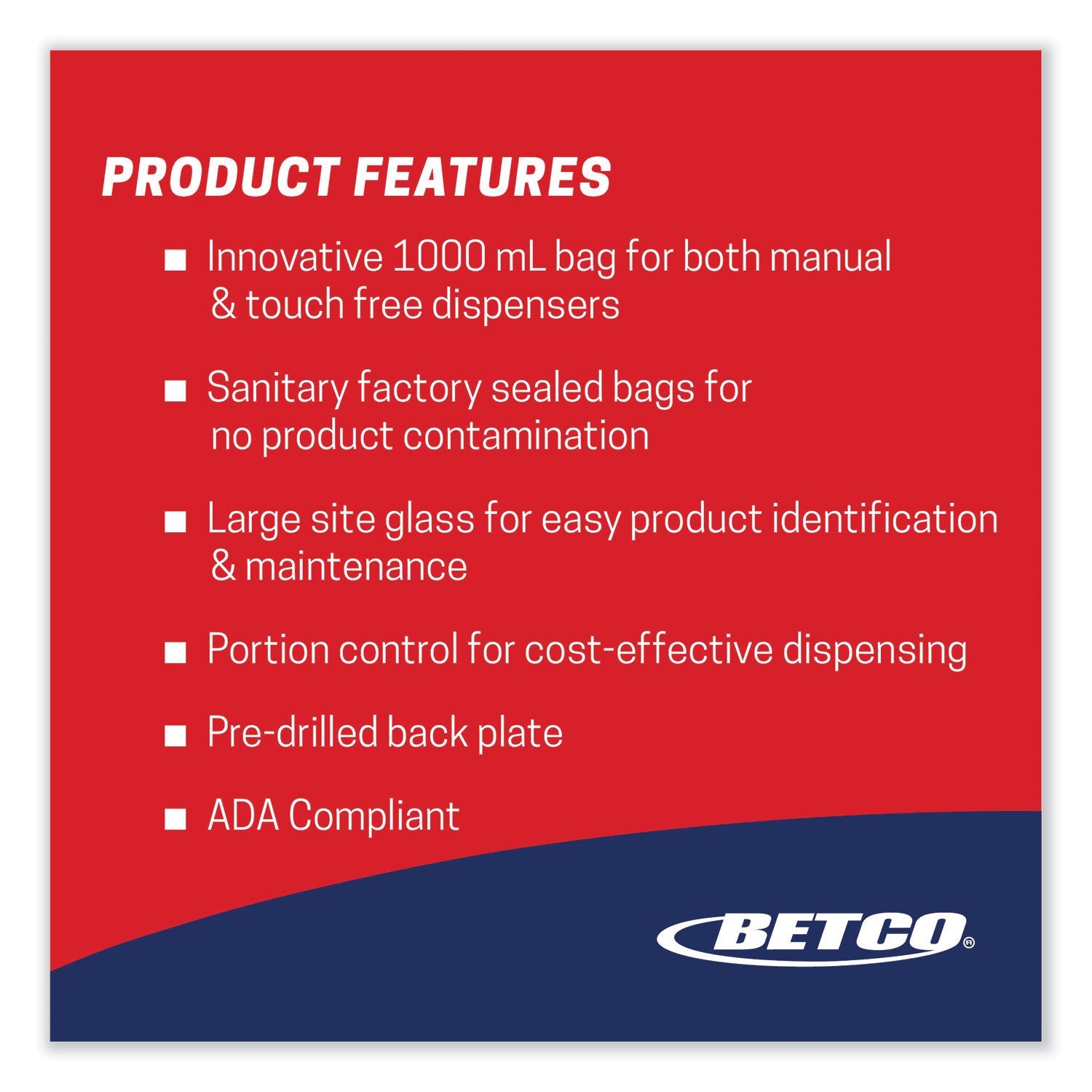 Betco® Clario Dispensing System Manual Foam Dispenser, 1,000 mL, 5.11 x 3.85 x 11.73,  White, 12/Carton
