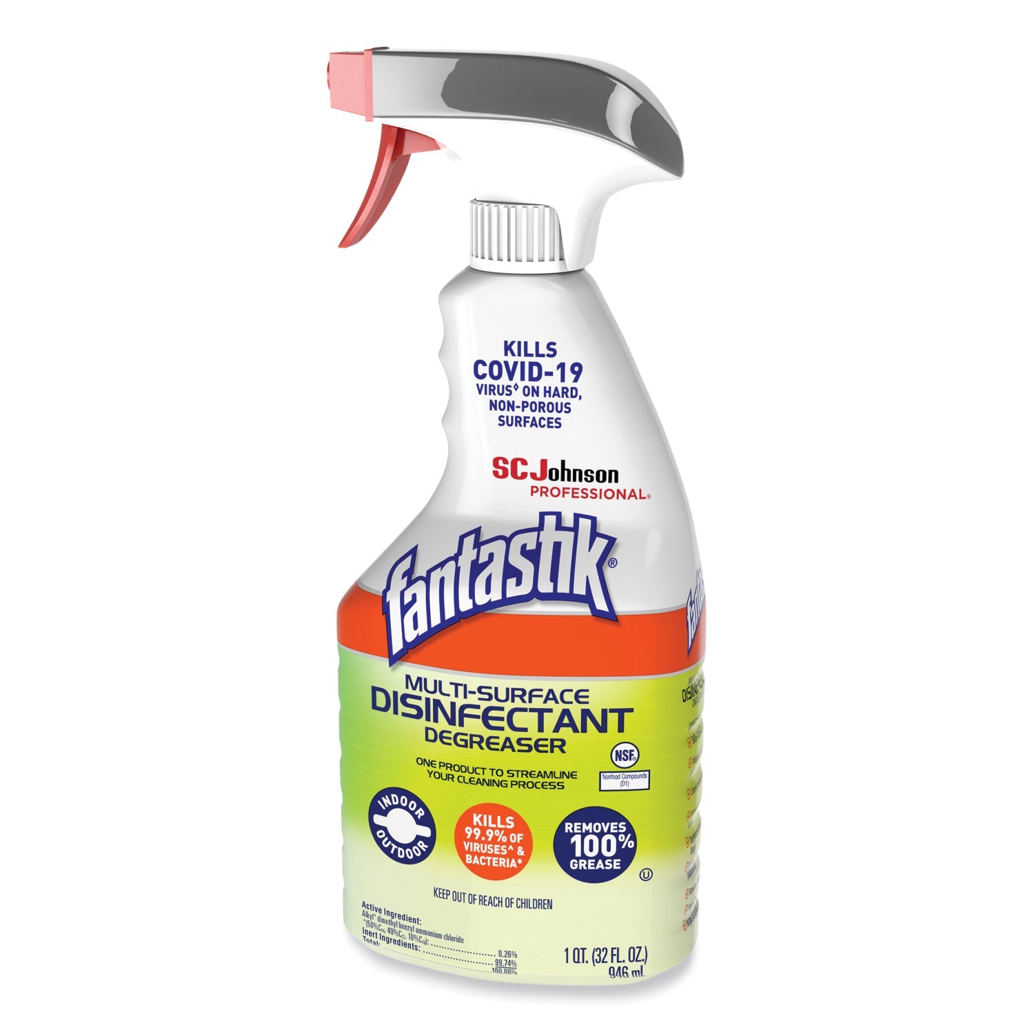 Fantastik® Multi-Surface Disinfectant Degreaser, Herbal, 32 Oz Spray Bottle, 8/carton