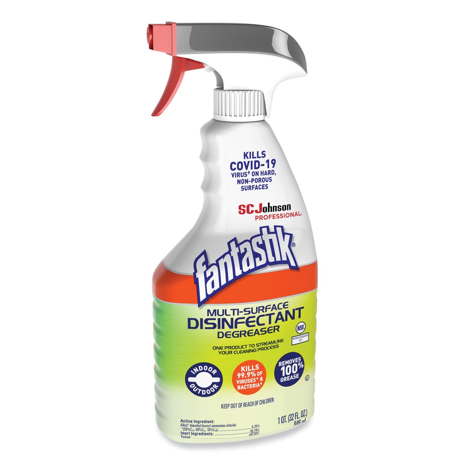 Fantastik® Multi-Surface Disinfectant Degreaser, Herbal, 32 Oz Spray Bottle, 8/carton
