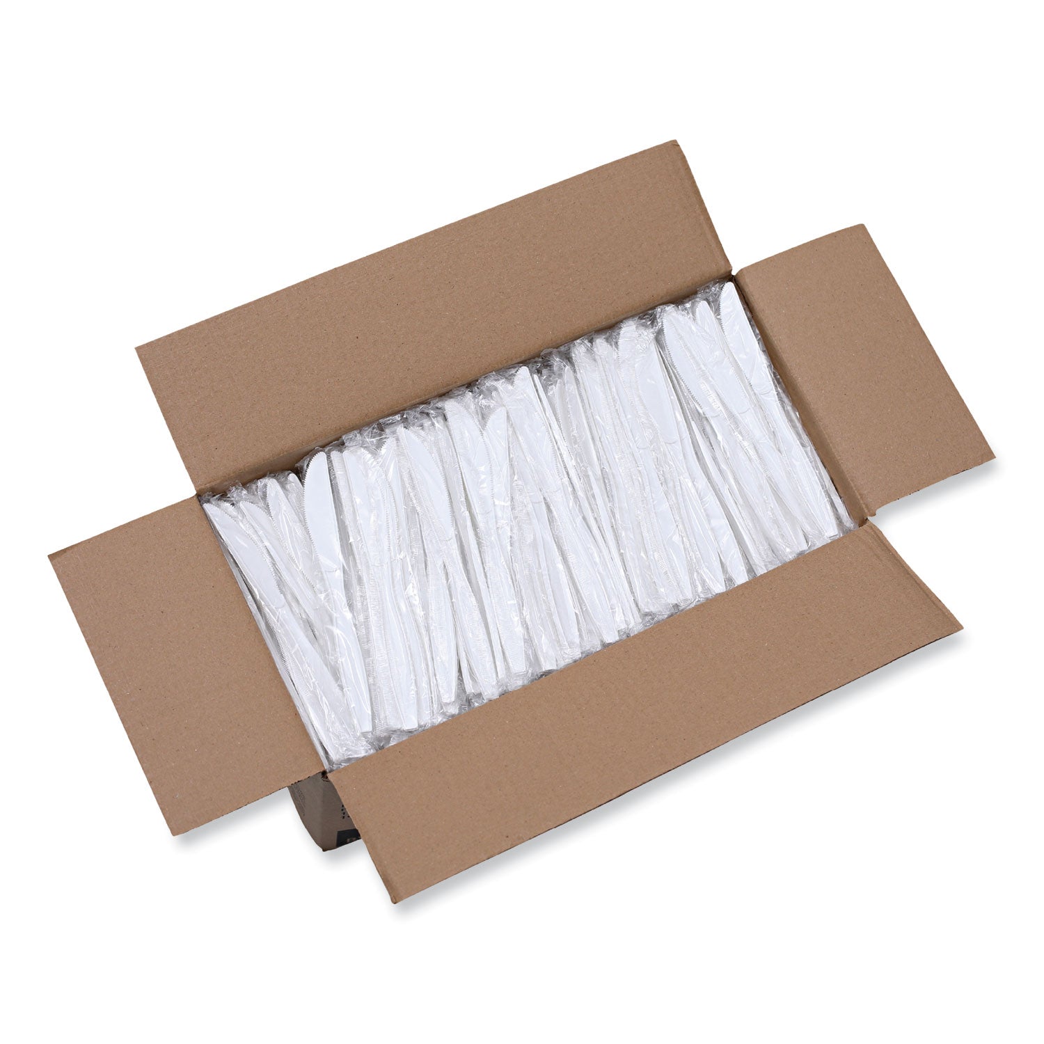 Boardwalk® Heavyweight Wrapped Polypropylene Cutlery, Knife, Plastic, White, 1,000/Carton