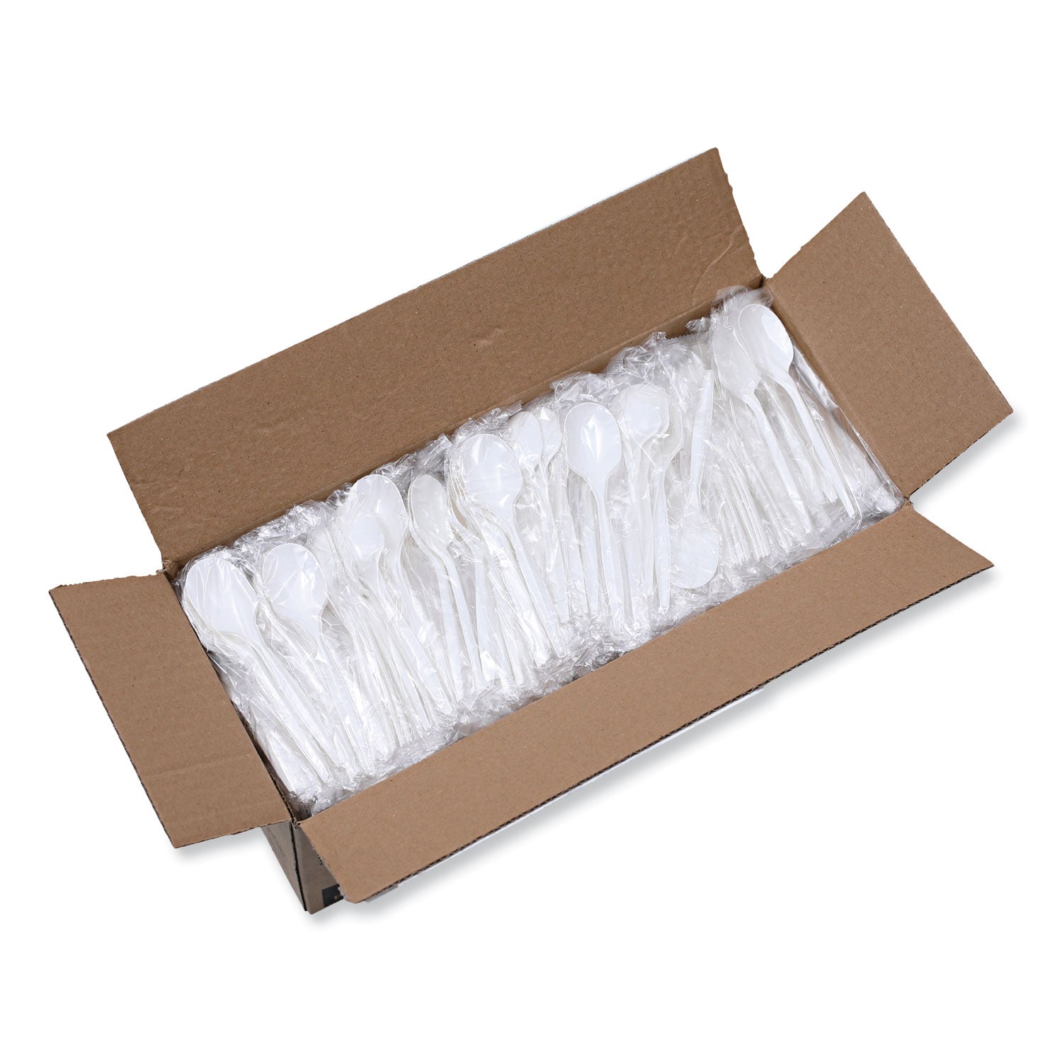 Boardwalk® Heavyweight Wrapped Polypropylene Cutlery, Soup Spoon, Plastic, White, 1,000/Carton