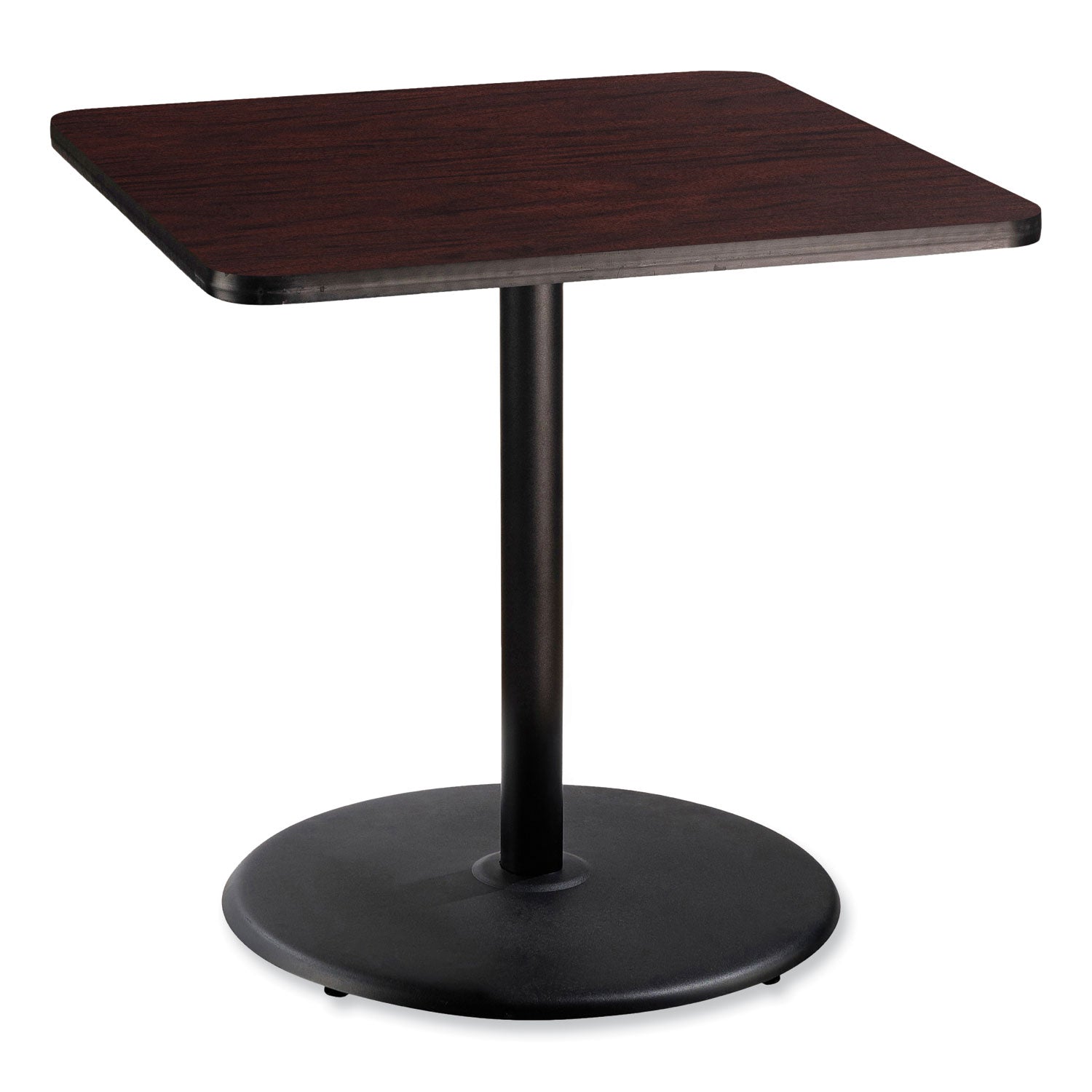 NPS® Cafe Table, 36w x 36d x 36h, Square Top/Round Base, Mahogany Top, Black Base