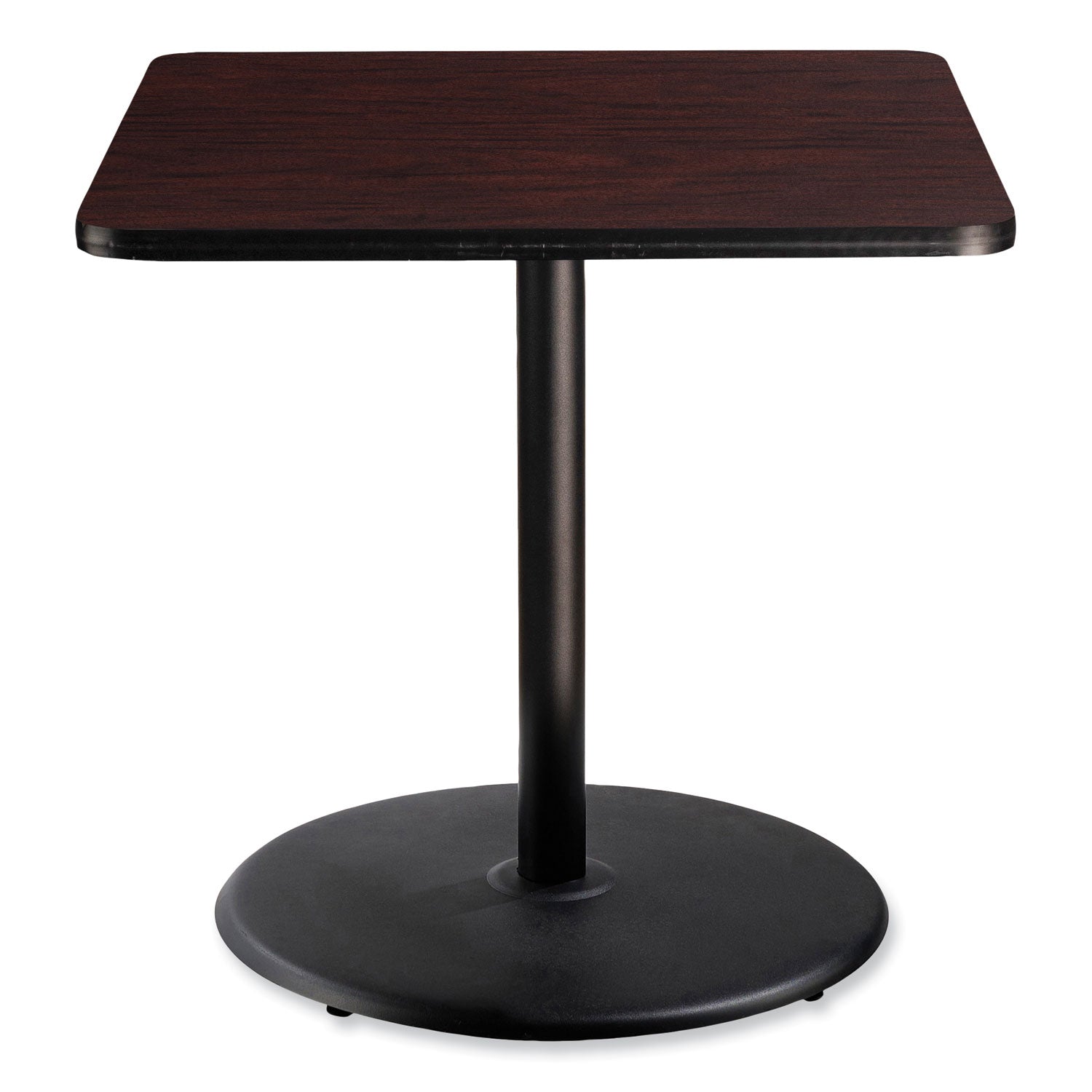 NPS® Cafe Table, 36w x 36d x 36h, Square Top/Round Base, Mahogany Top, Black Base