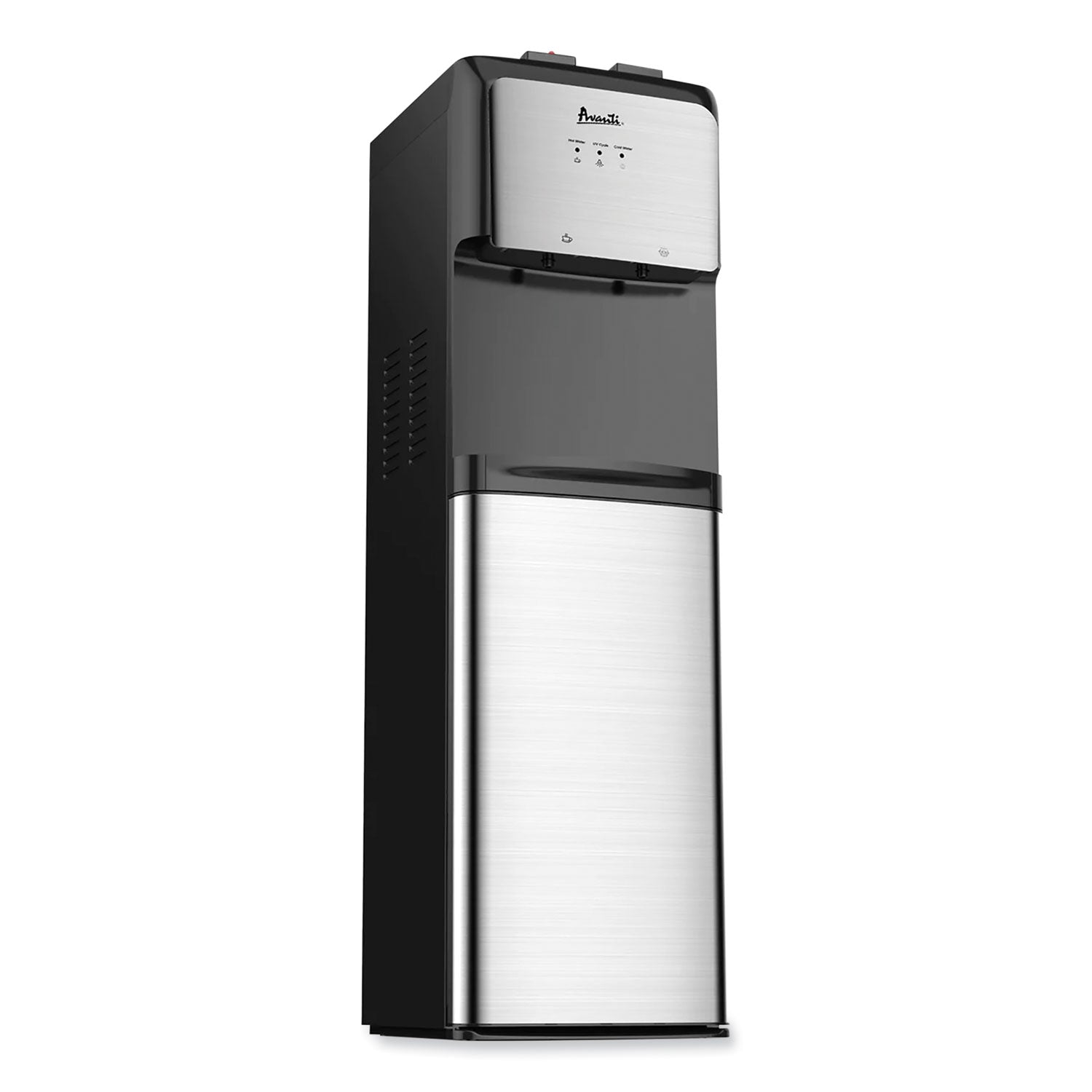 Avanti Bottom Loading Water Dispenser with UV Light, 3 to 5 gal, 41.25 h, Black/Stainless Steel - Bloom Skins