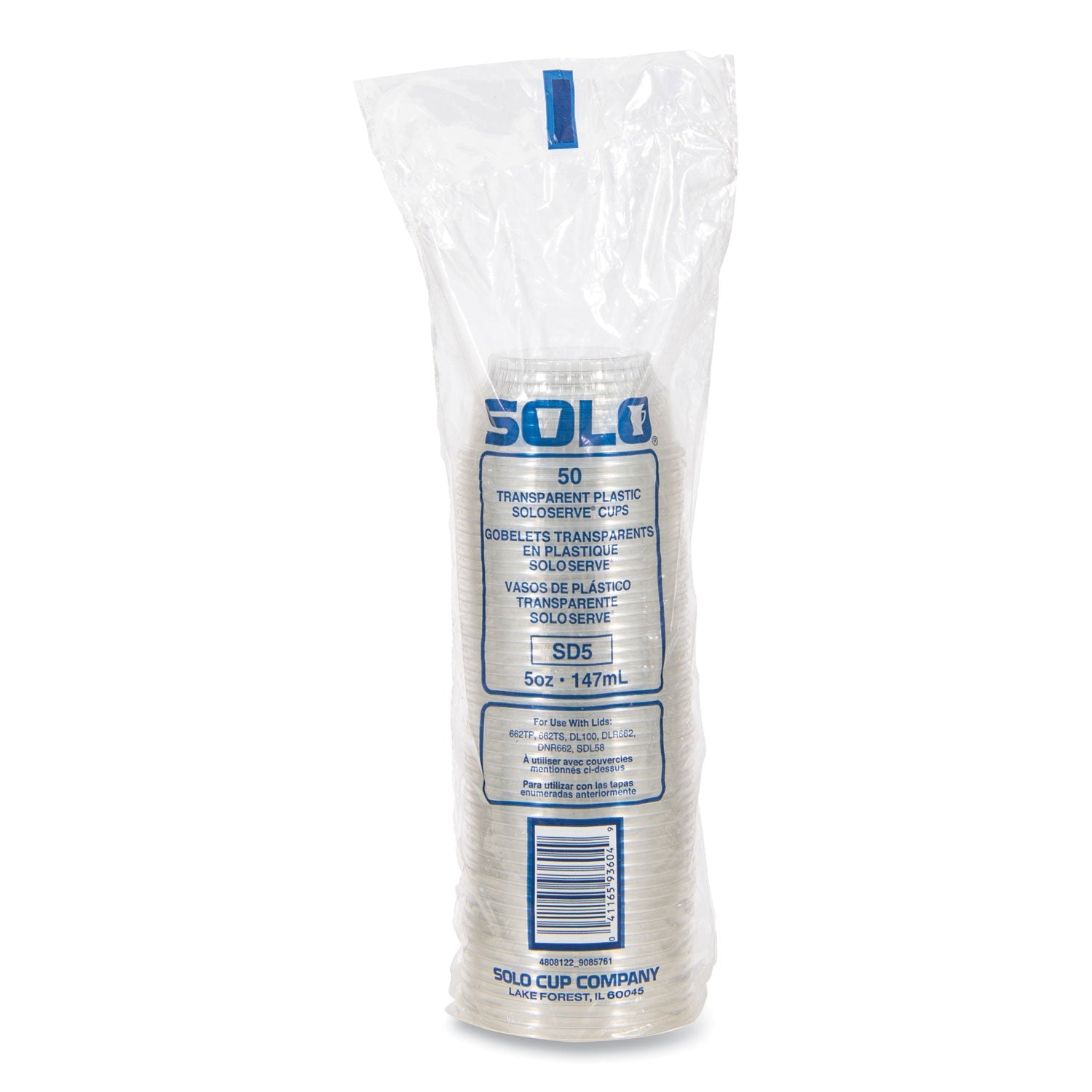 SOLO® Sundae Cups, 5 oz, Plastic, Clear, 50/Bag, 20 Bags/Carton
