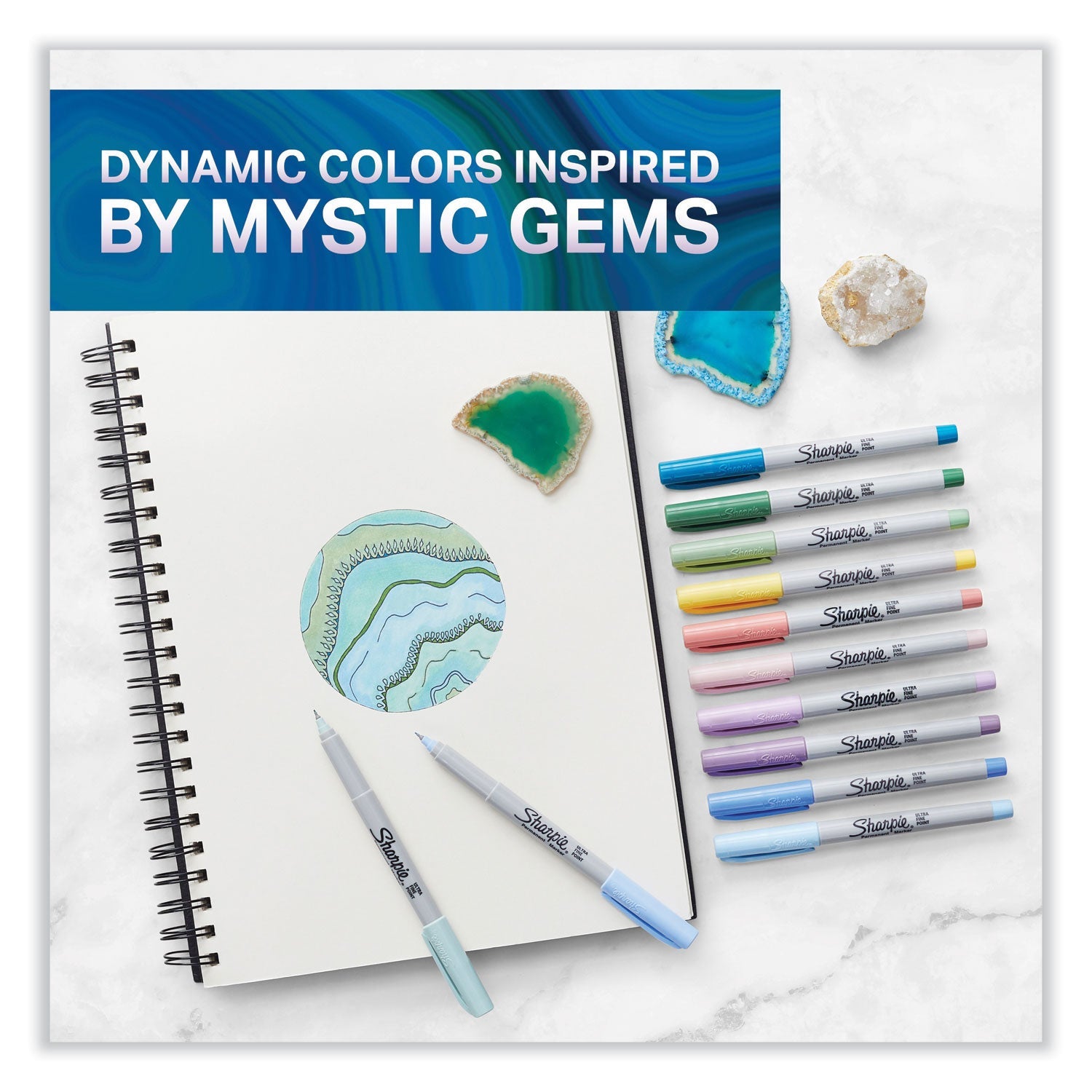 Sharpie® Mystic Gems Markers, Ultra-Fine Needle Tip, Assorted, 24/pack