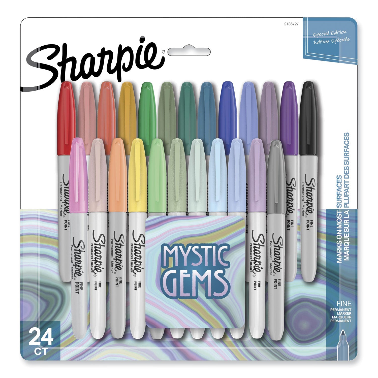 Sharpie® Mystic Gems Markers, Fine Bullet Tip, Assorted, 24/pack