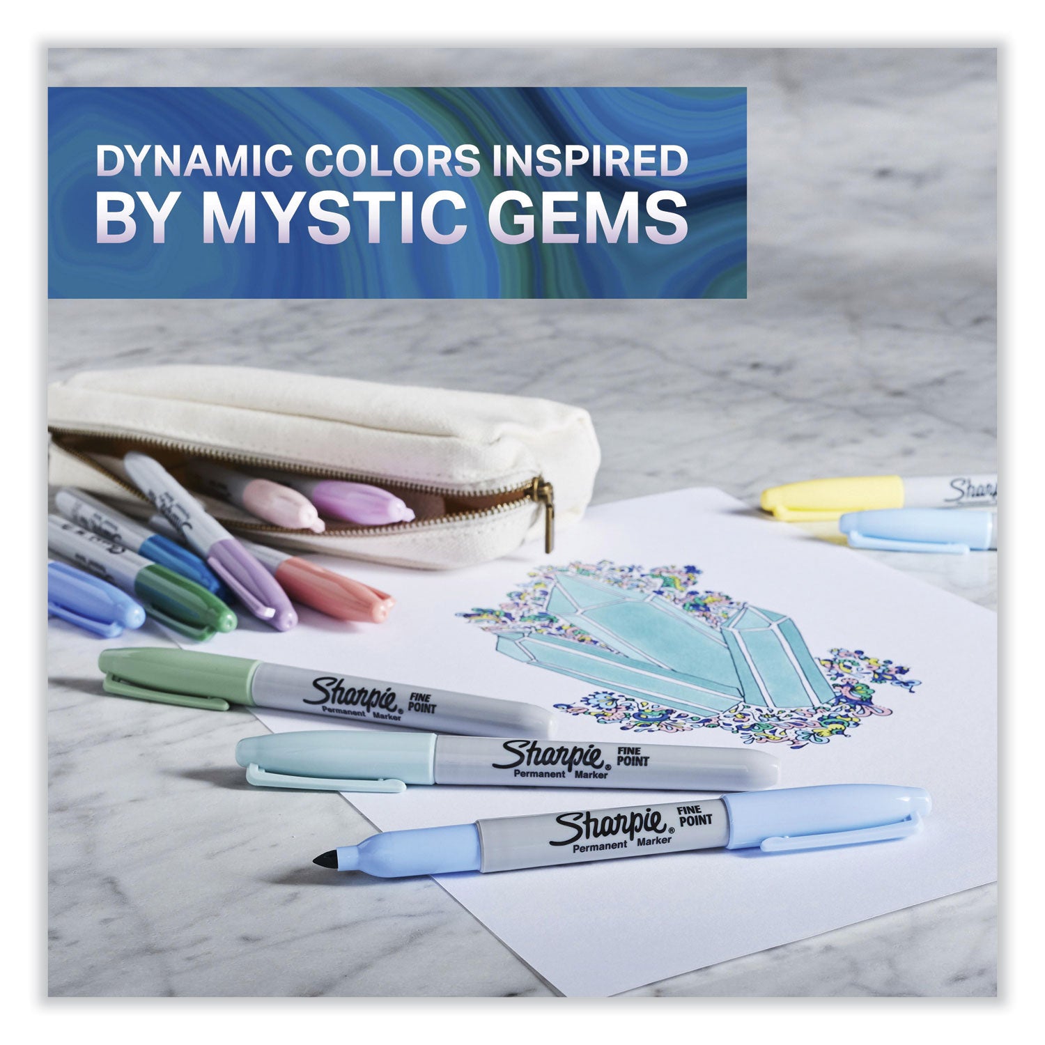 Sharpie® Mystic Gems Markers, Fine Bullet Tip, Assorted, 24/pack