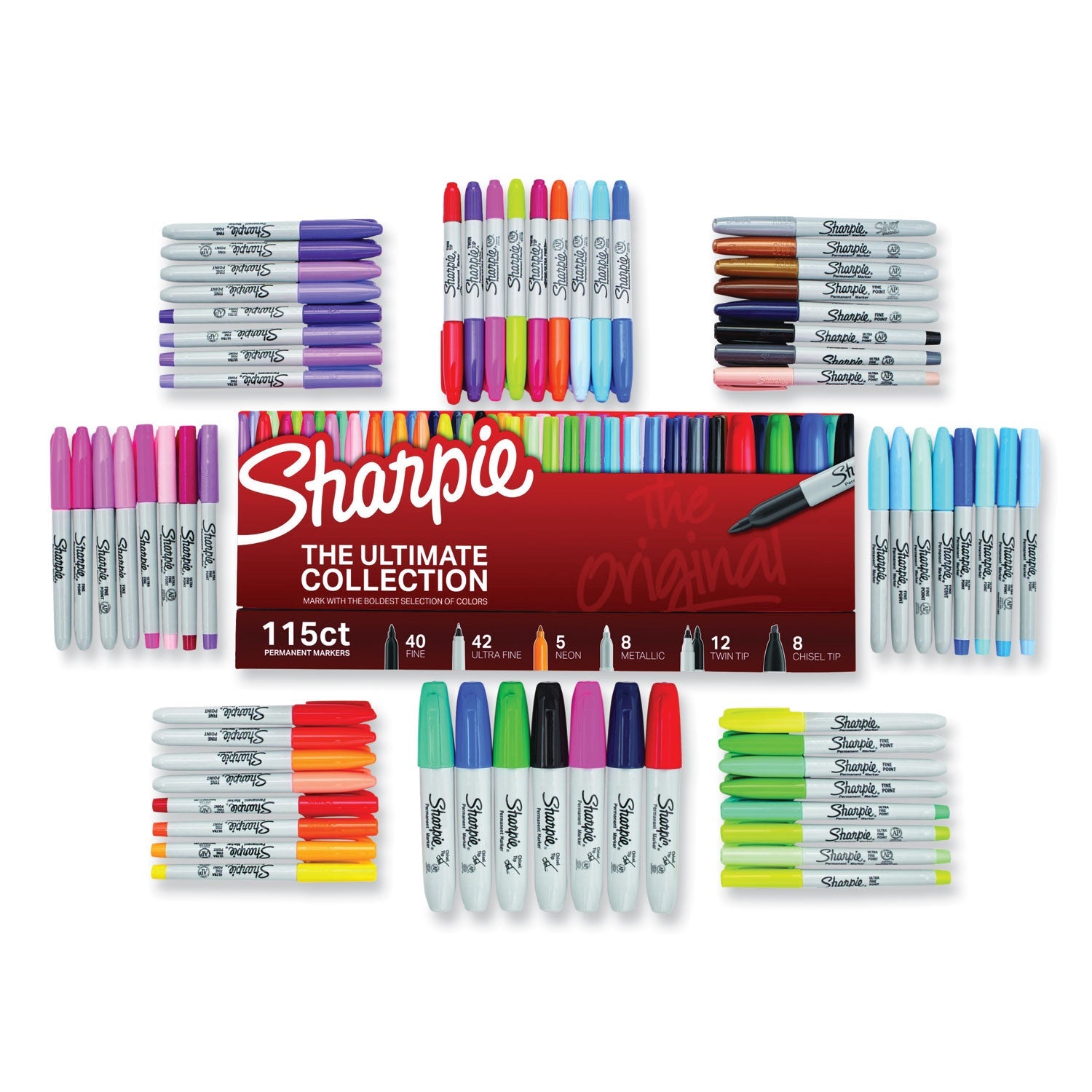 Sharpie® Permanent Markers Ultimate Collection Value Pack, Assorted Tip Sizes/types, Assorted Colors, 115/set
