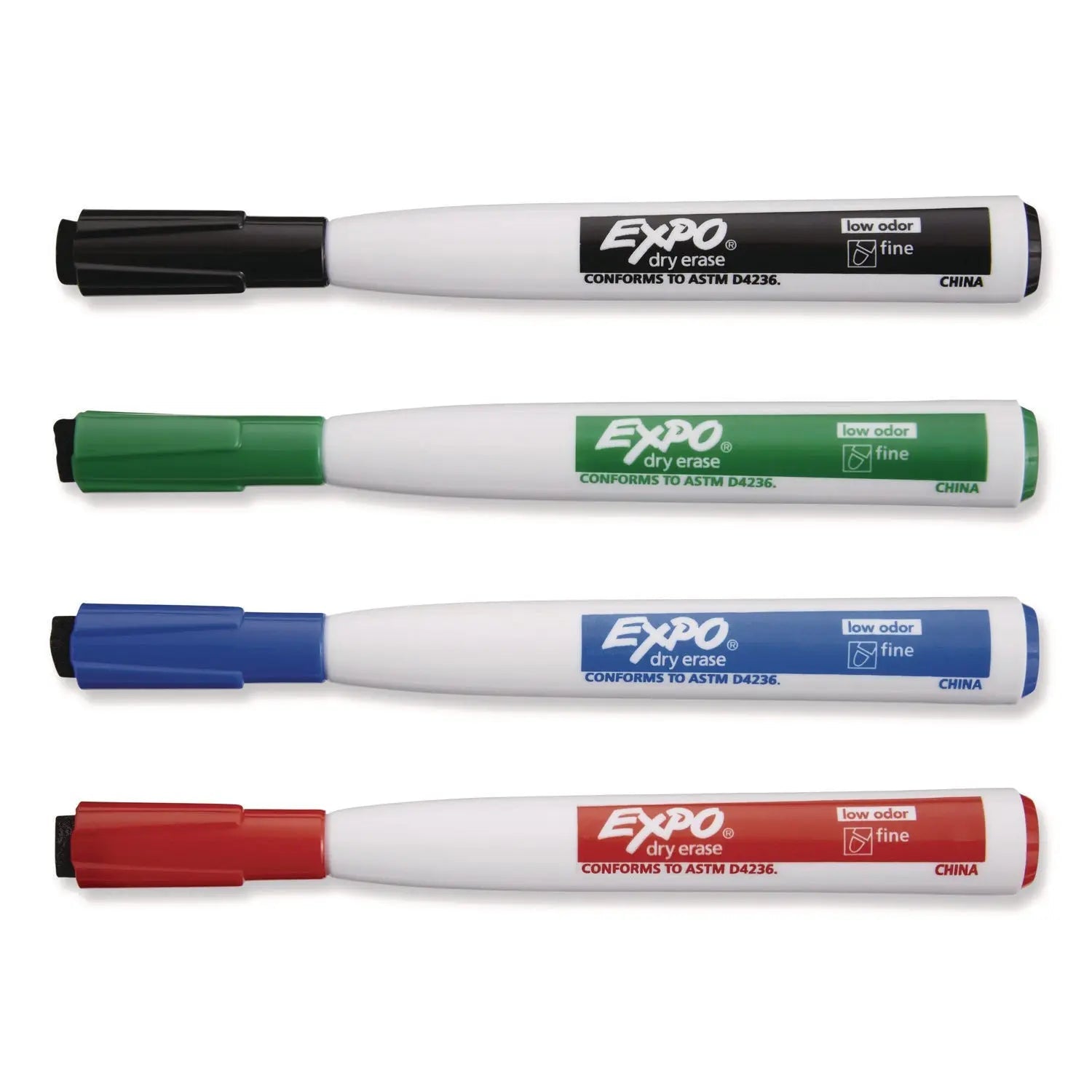 EXPO® Magnetic Dry Erase Marker, Fine Bullet Tip, Assorted Colors, 4/Pack