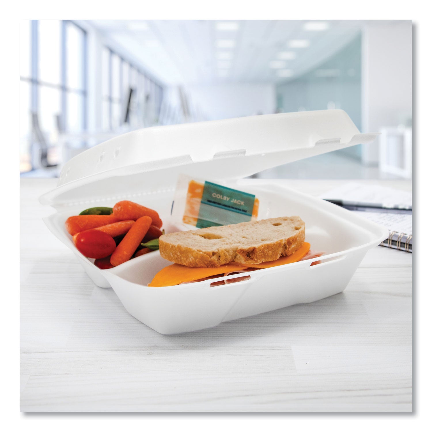 Dart® Insulated Foam Hinged Lid Containers, 3 Compartments, 9.01 x 9.4 x 3.1, White, 200/Carton - Bloom Skins
