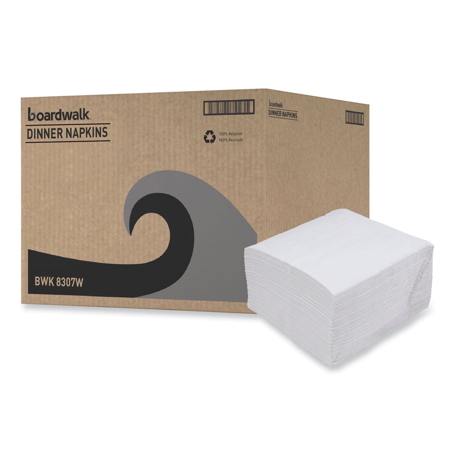 Boardwalk® Dinner Napkin, 1-Ply, 17 x 17, White, 250/Pack, 12 Packs/Carton