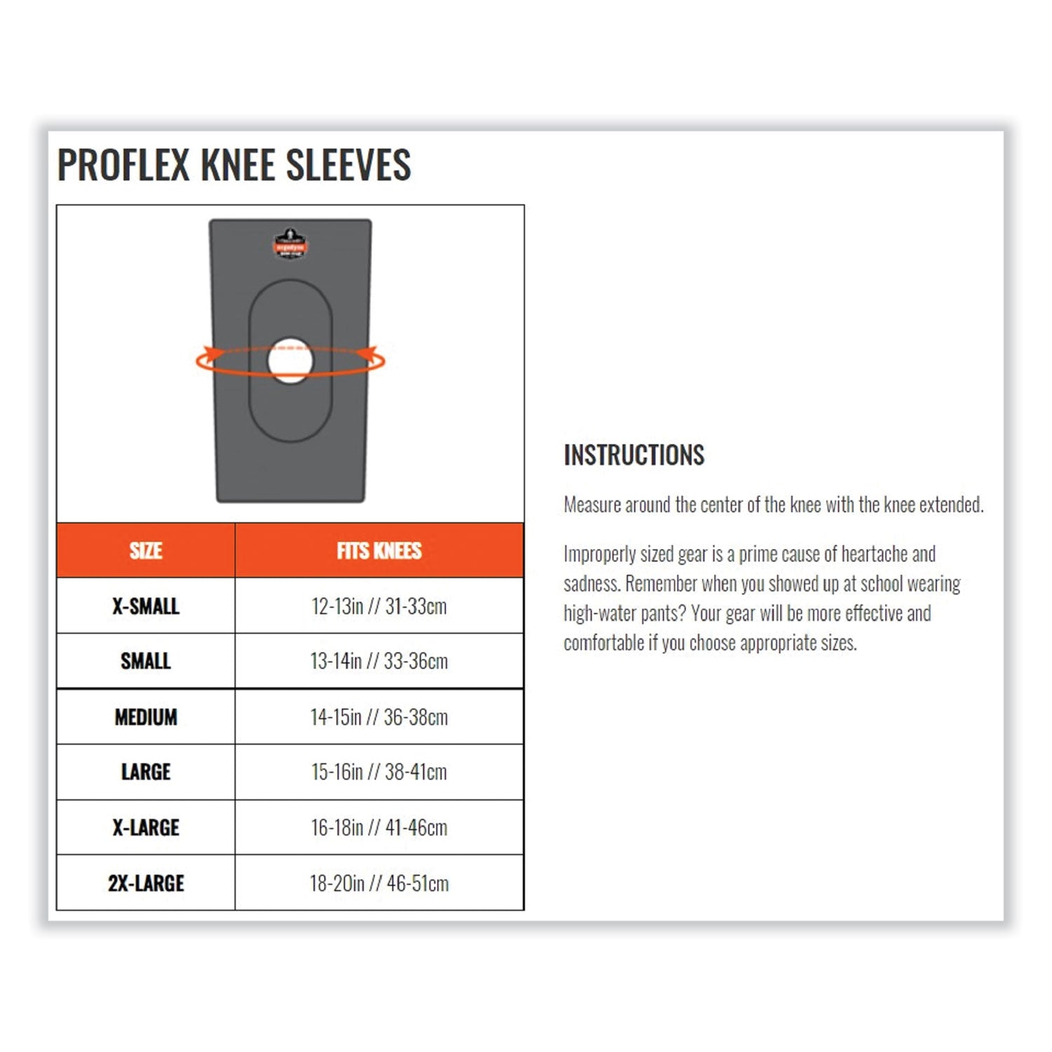 ergodyne® ProFlex 615 Open Patella Anterior Pad Knee Sleeve, Large, Black - Bloom Skins
