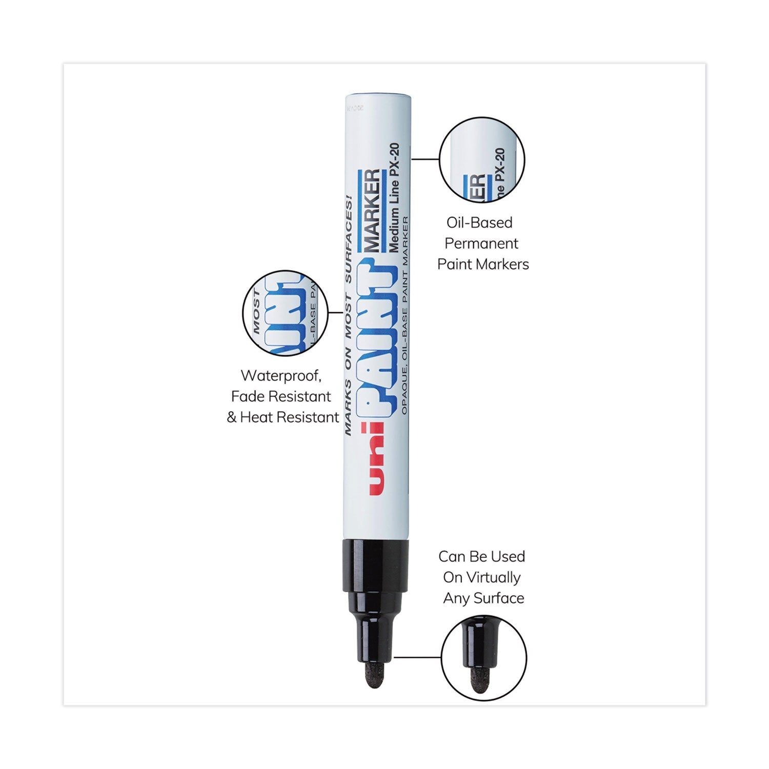 uni®-Paint Permanent Marker, Medium Bullet Tip, Black