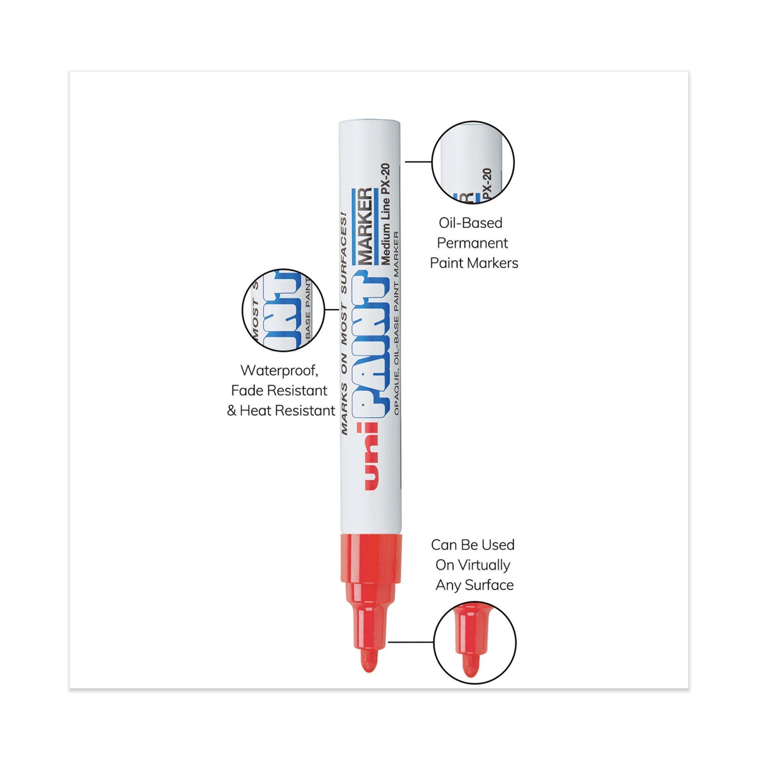 uni®-Paint Permanent Marker, Medium Bullet Tip, Red